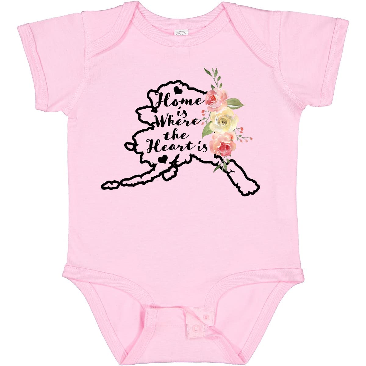 Inktastic Alaska Home Is Where the Heart Is - Watercolor Floral Baby Bodysuit | Cute Infant Onesie for Boys & Girls | Perfect for Family Photos, Holidays & Everyday Wear