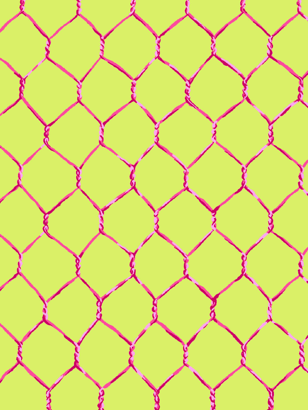 Evelyn's Chicken Wire Wallpaper by Sarah Jessica Parker - Raspberry on Citron Peel & Stick Wallpaper for Kitchen Backsplash, Farmhouse Decor, Accent Walls