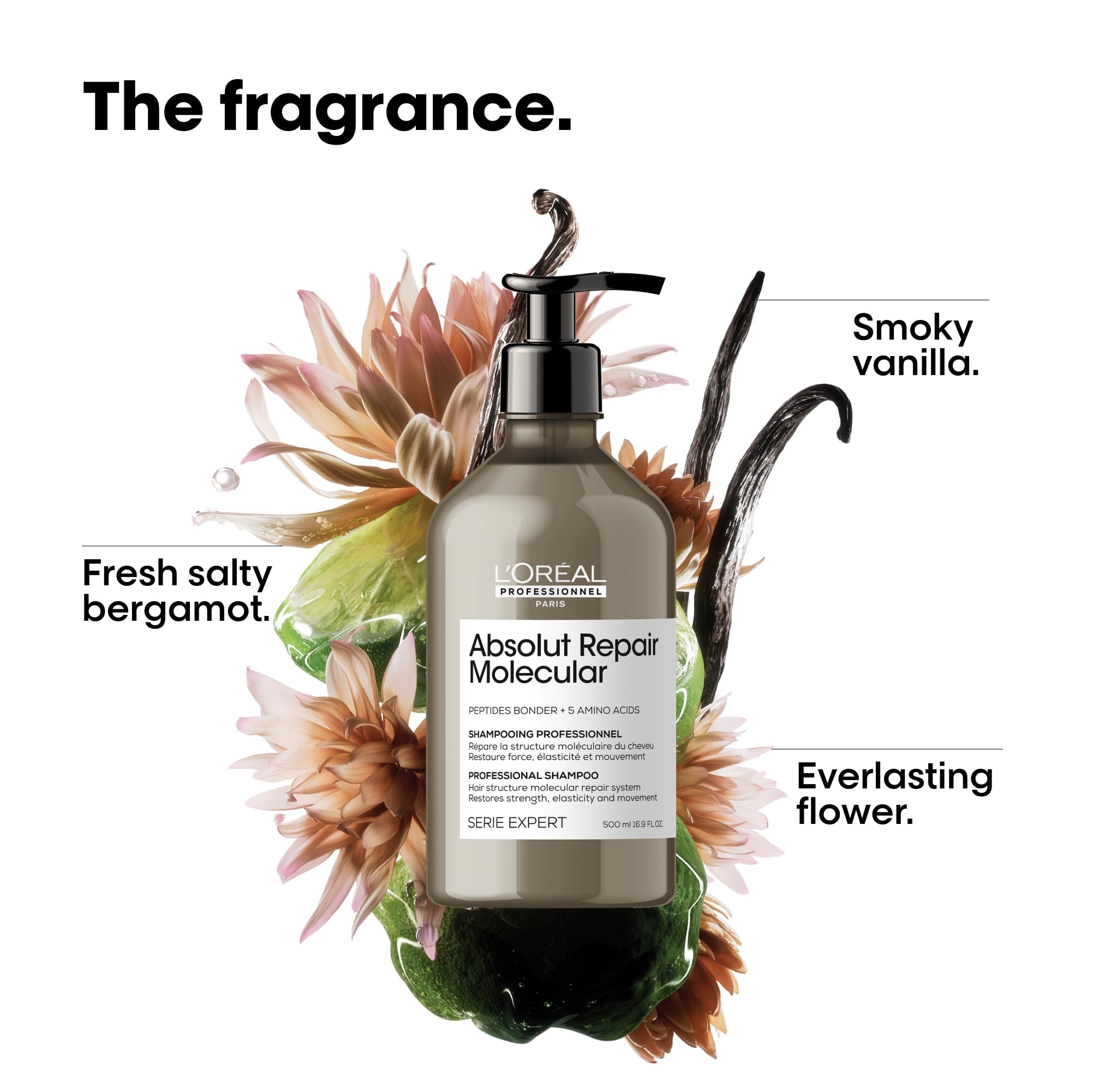 L'Oreal Professionnel Absolut Repair Molecular Shampoo & Serum Set for Damaged Hair - Sulfate-Free with Peptide Bonder & Amino Acids | Strengthens & Repairs Extremely Dry Hair | Salon-Quality Hair Care for Women & Men | Perfect for Post-Color Treatment & Heat Styling Recovery