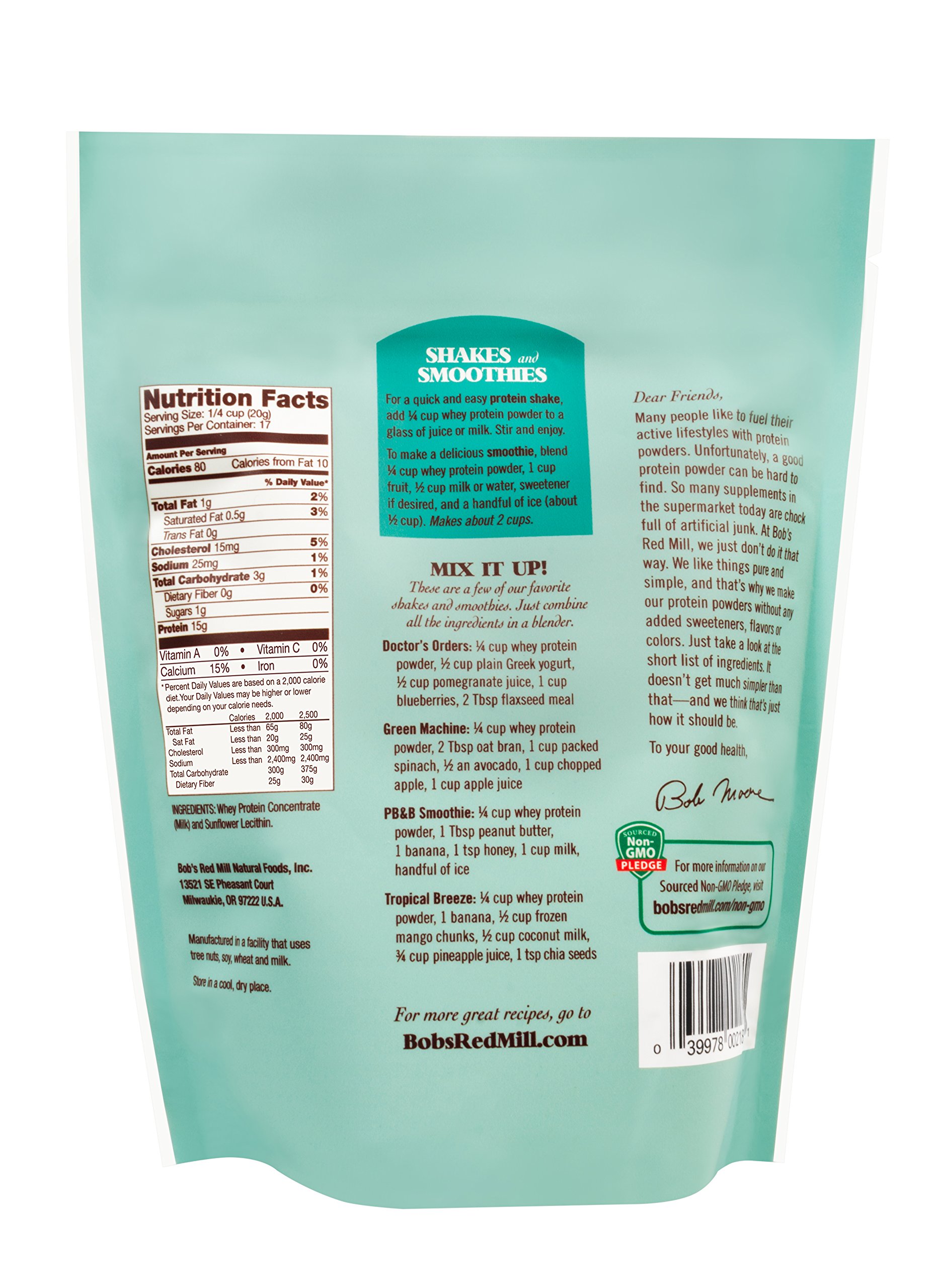 Bob's Red Mill Whey Protein Powder - 12 oz Unflavored Protein Supplement for Muscle Recovery & Baking | Gluten-Free, High Protein for Smoothies, Shakes & Healthy Recipes