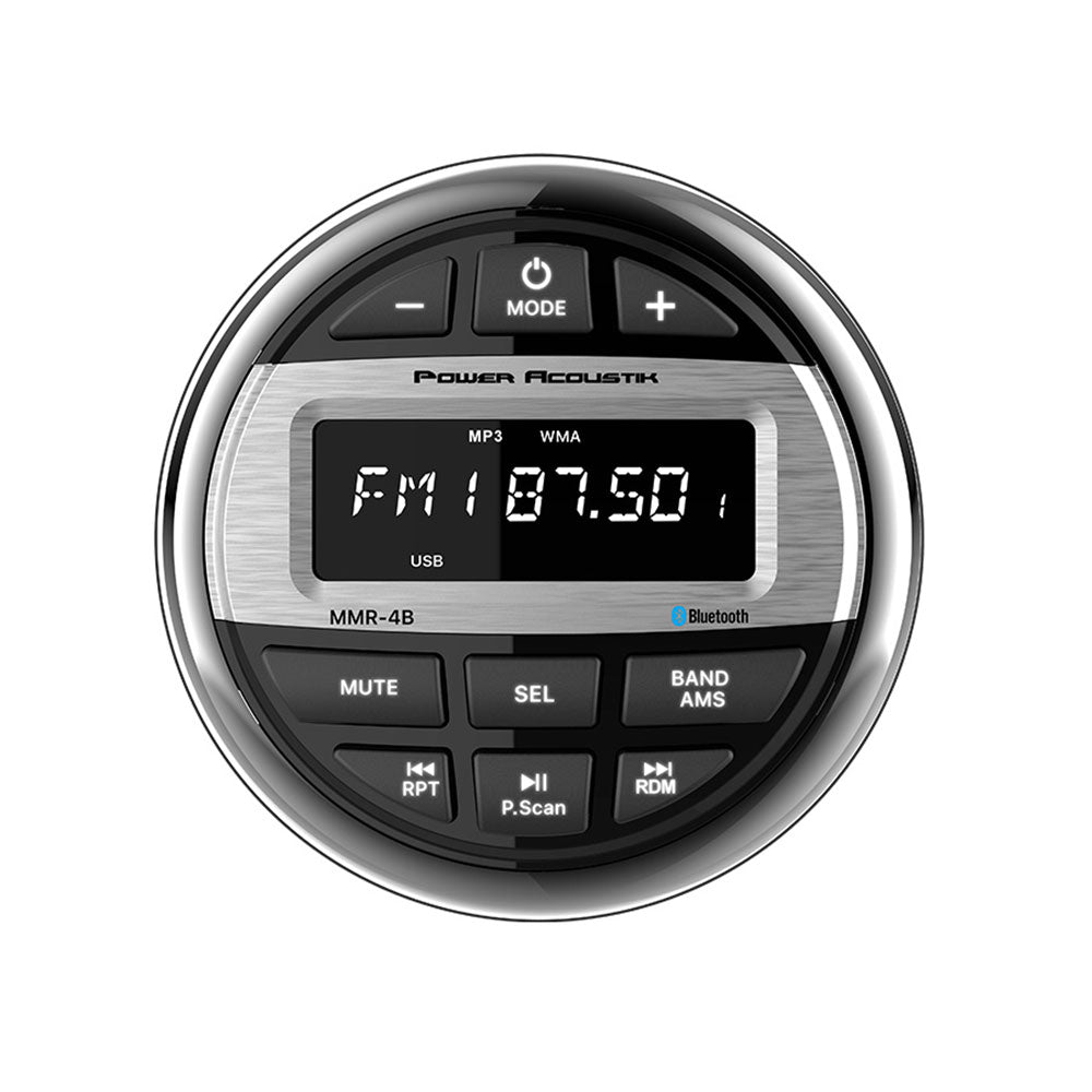 Power Acoustik MMR 4B Marine Grade Stereo Head Unit - Waterproof AM/FM Radio, USB Port, Bluetooth 5.0 for Boats, Yachts & Outdoor Adventures