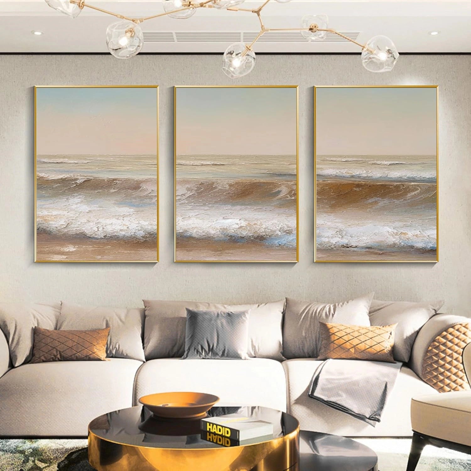 Ocean and Sky Painting Set of 3 - Coastal Wall Art for Living Room, Bedroom & Office Decor | Modern Seascape Canvas Prints | #OS256