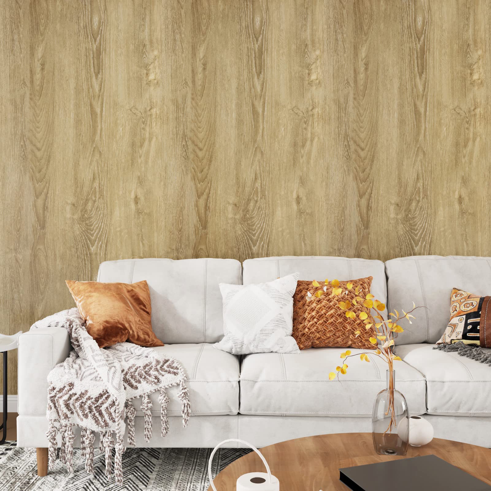 WESTICK Light Brown Wood Grain Peel and Stick Contact Paper - Self-Adhesive Waterproof Vinyl Wrap for Countertops, Cabinets, Tables & Walls (12x78 in) - Perfect for Kitchen Remodeling, Furniture Upcycling & Home Decor
