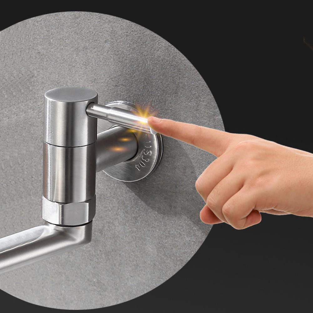 Stainless Steel 360 Degree Swivel Wall Mounted Single Cold Water Faucet - Kitchen Sink Tap, Bathroom Sink Tap, Mop Pool Tap - Perfect for Modern Kitchens, Utility Rooms & Outdoor Cleaning Stations