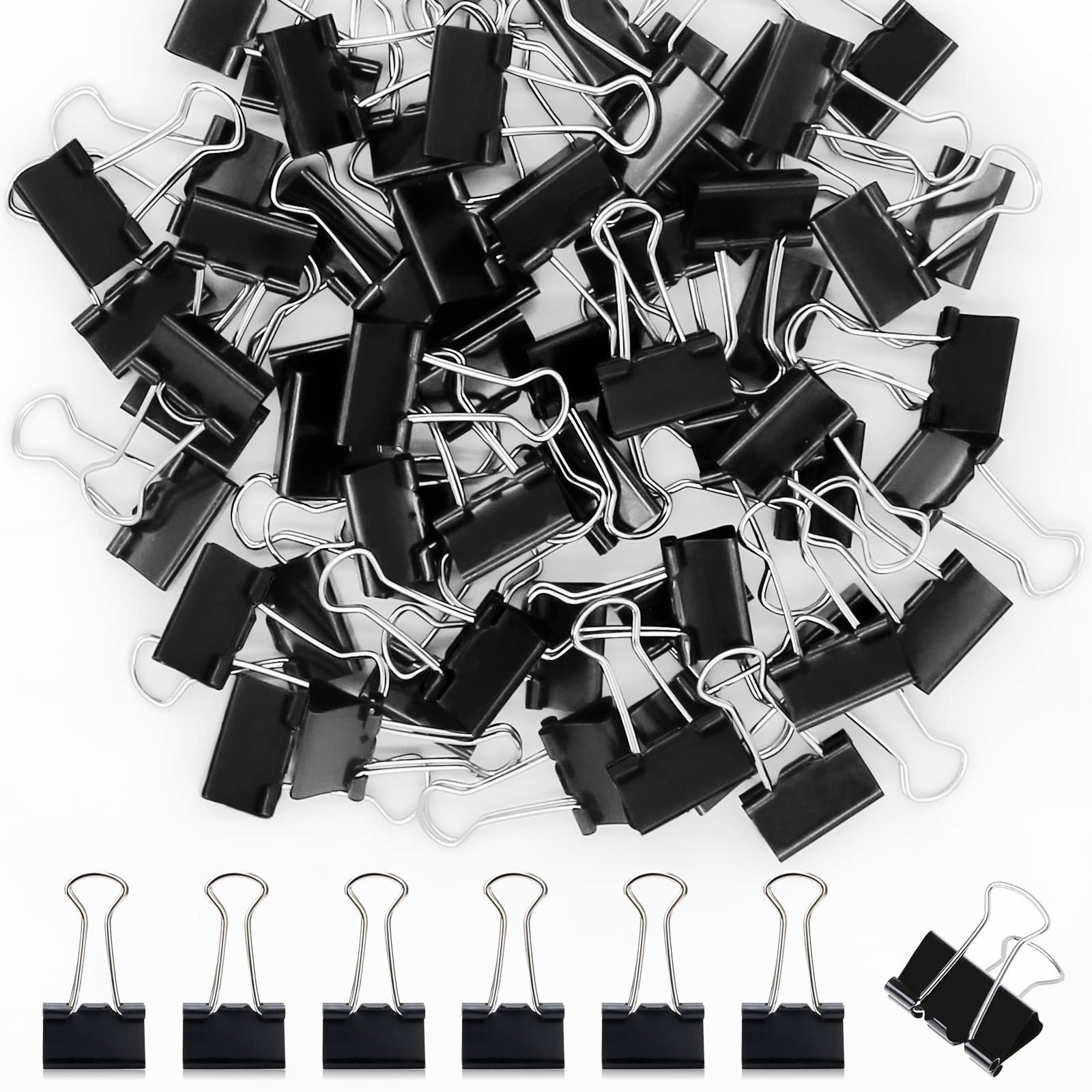 120 Pack Black Binder Clips 0.75 Inch - Small Paper Clamps for Office, School, Home & Business - Organize Documents, Notes & Files - Durable Mini Binder Clips for Office Supplies, Paperwork & Crafting