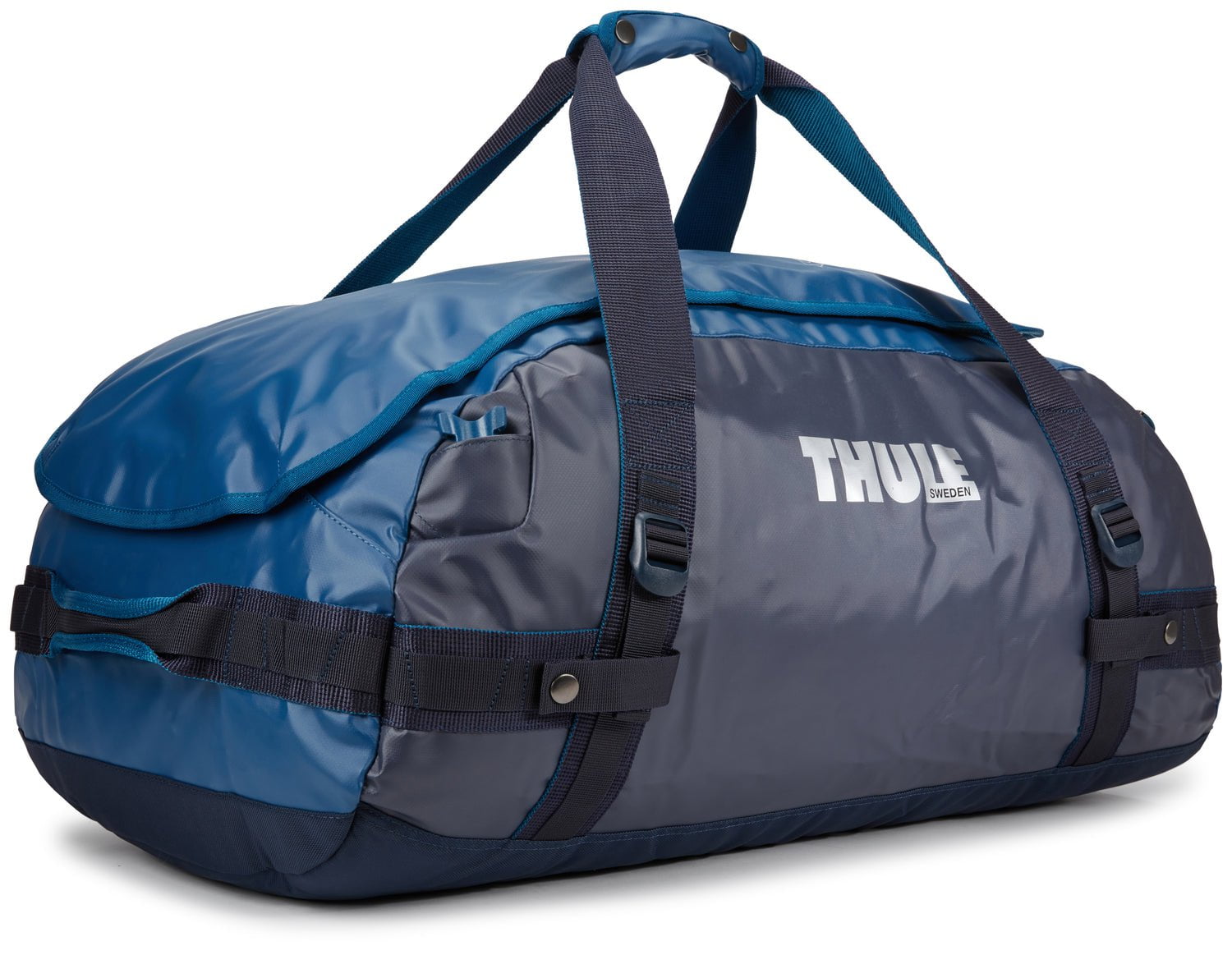 Thule Chasm 70L Duffel Bag - Waterproof Travel Duffel with Shoulder Straps, Poseidon Blue - Perfect for Camping, Hiking & Adventure Travel Gear