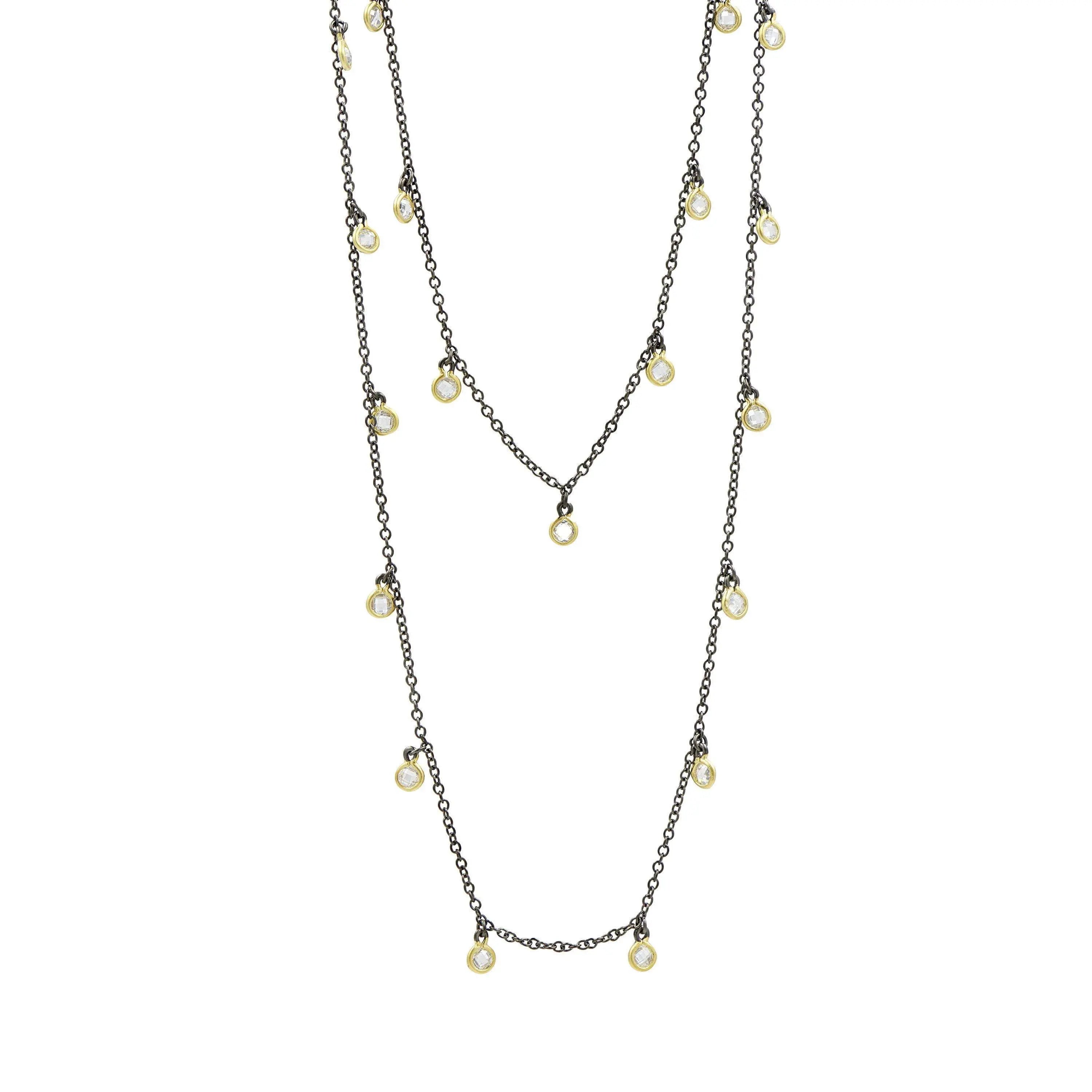 Elegant Bezel Droplet Strand Necklace - Dainty Layering Chain for Women, Perfect for Weddings, Date Nights & Special Occasions