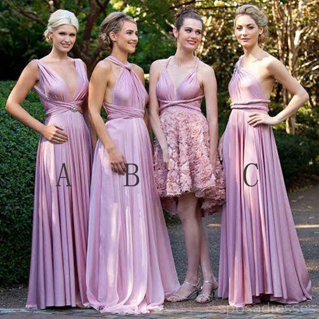 Elegant Convertible Jersey Floor-Length Pleated Bridesmaid Dress - WG41 | Perfect for Weddings, Proms, and Formal Events