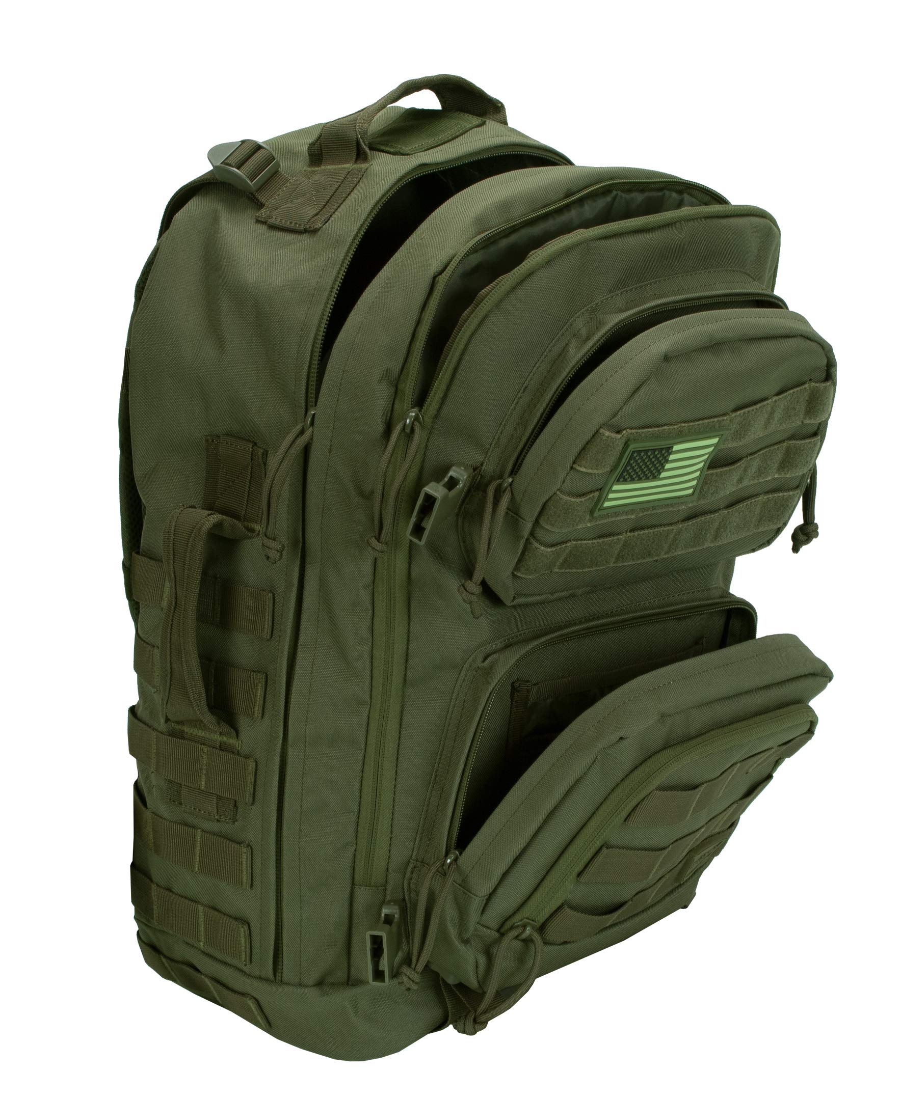 Rockland Military Tactical Laptop Backpack - Durable 17 Inch Laptop Bag with Multiple Pockets, Water Resistant Green Backpack for Men & Women - Perfect for Travel, Hiking, School & Work Commute