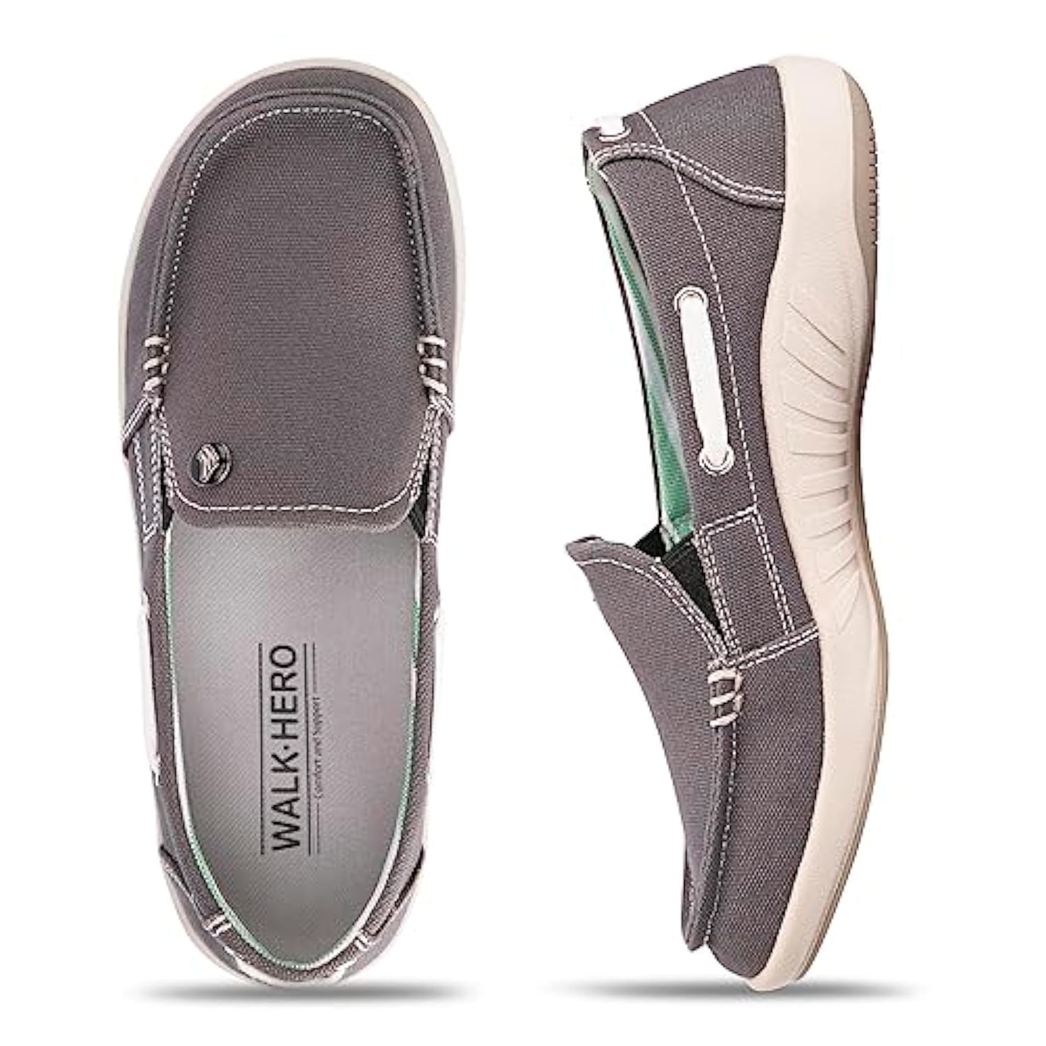 Women's Slip-On Loafers - Comfortable Boat Shoes with Arch Support for Plantar Fasciitis - Breathable Canvas Sneakers for Daily Walking & Casual Outfits - Perfect for Work, Travel & Errands