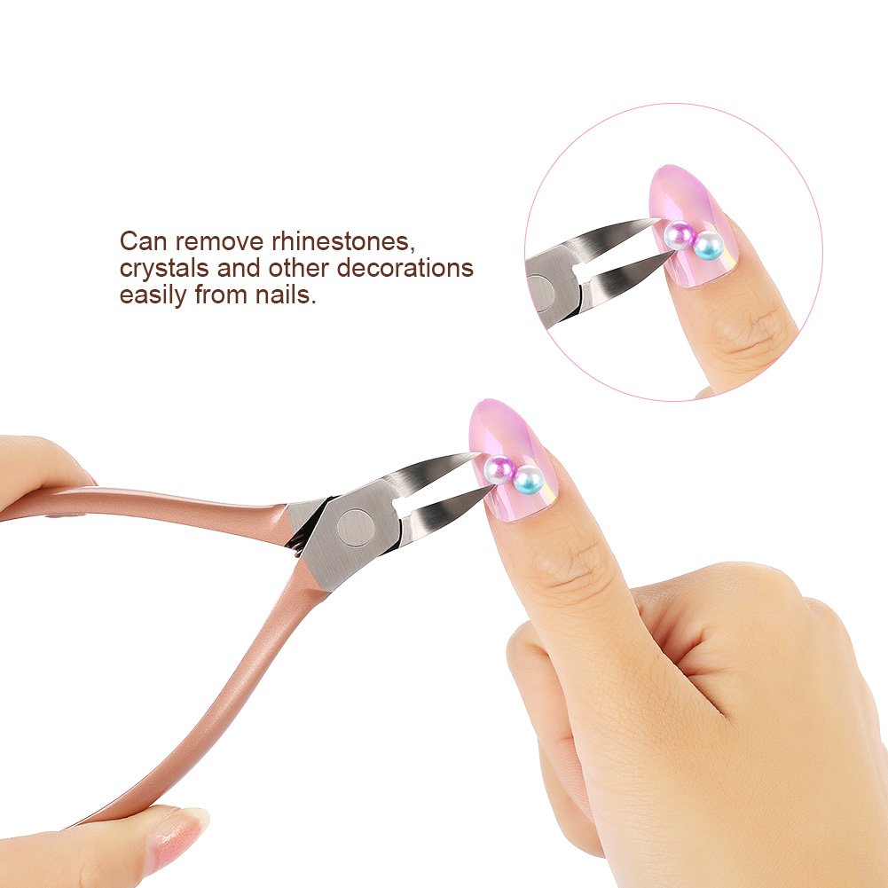 Professional Rose Gold Nail Scissors & Rhinestone Remover - Precision Manicure Tool for Home & Salon Use | Perfect for Nail Art Decorations, DIY Manicures & Pedicures