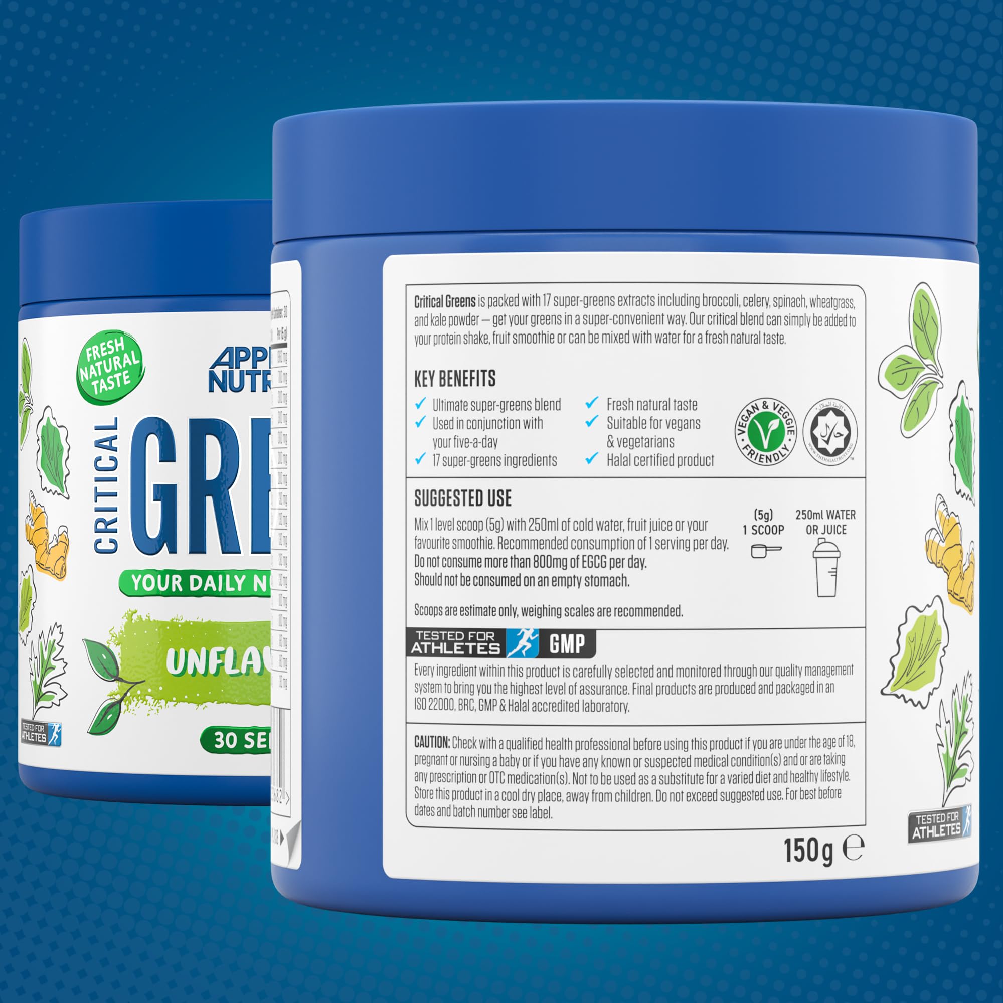 Critical Greens Unflavored Superfood Powder 150g - Organic Greens Supplement for Detox, Energy & Immunity Boost - Perfect for Smoothies, Juices & Healthy Lifestyle
