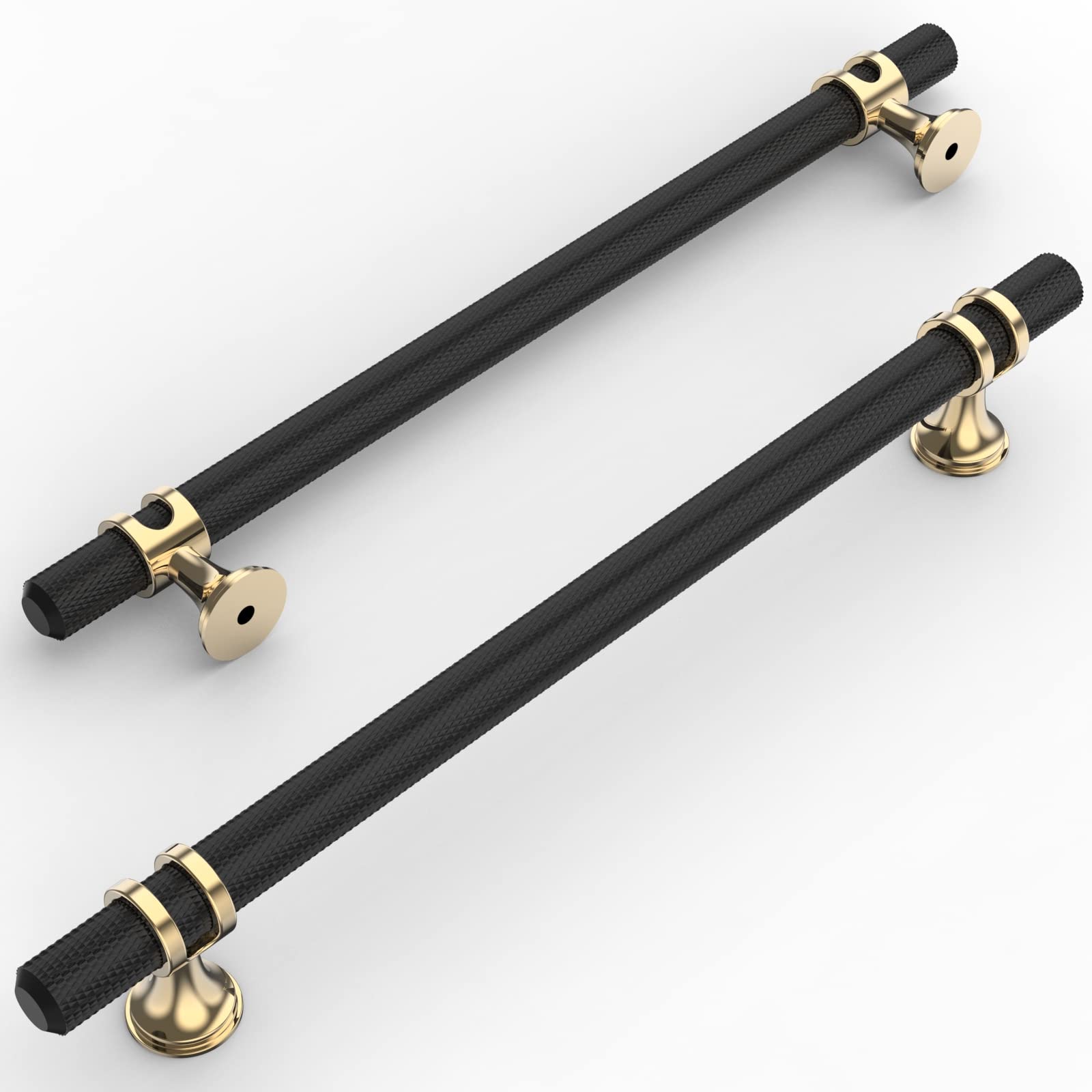 Amerdeco 10 Pack Knurled Matte Black Cabinet Pulls - 10 Inch Hole Center Kitchen Cabinet Handles for Drawers, Dressers, Cupboards & Wardrobes | Modern Hardware for Home Renovation & Furniture Upgrade (ZH0025)