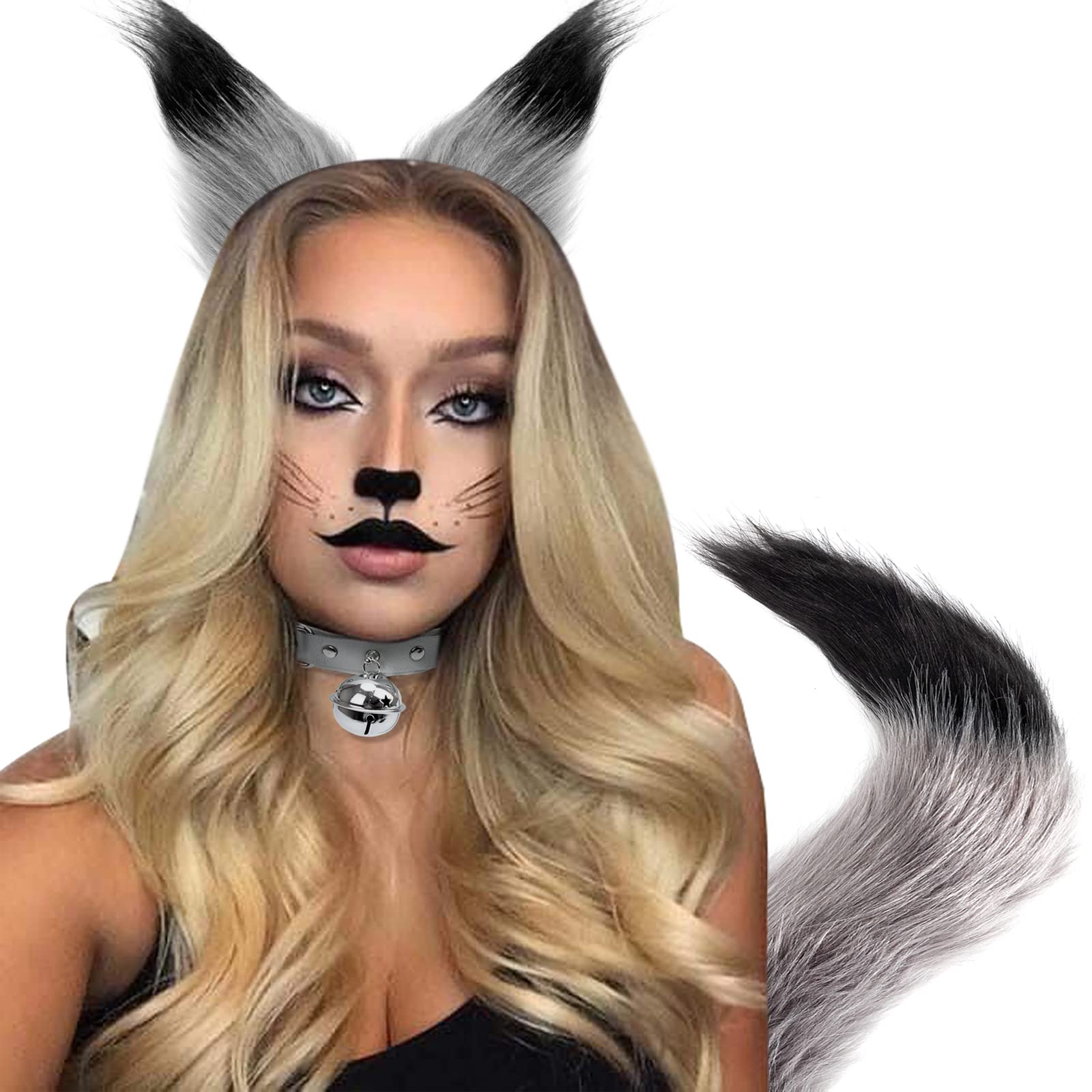 DRESHOW Cat Ears & Fox Tail Set - Faux Fur Cosplay Accessories for Women & Teens - Perfect for Halloween, Anime Conventions, and Themed Parties