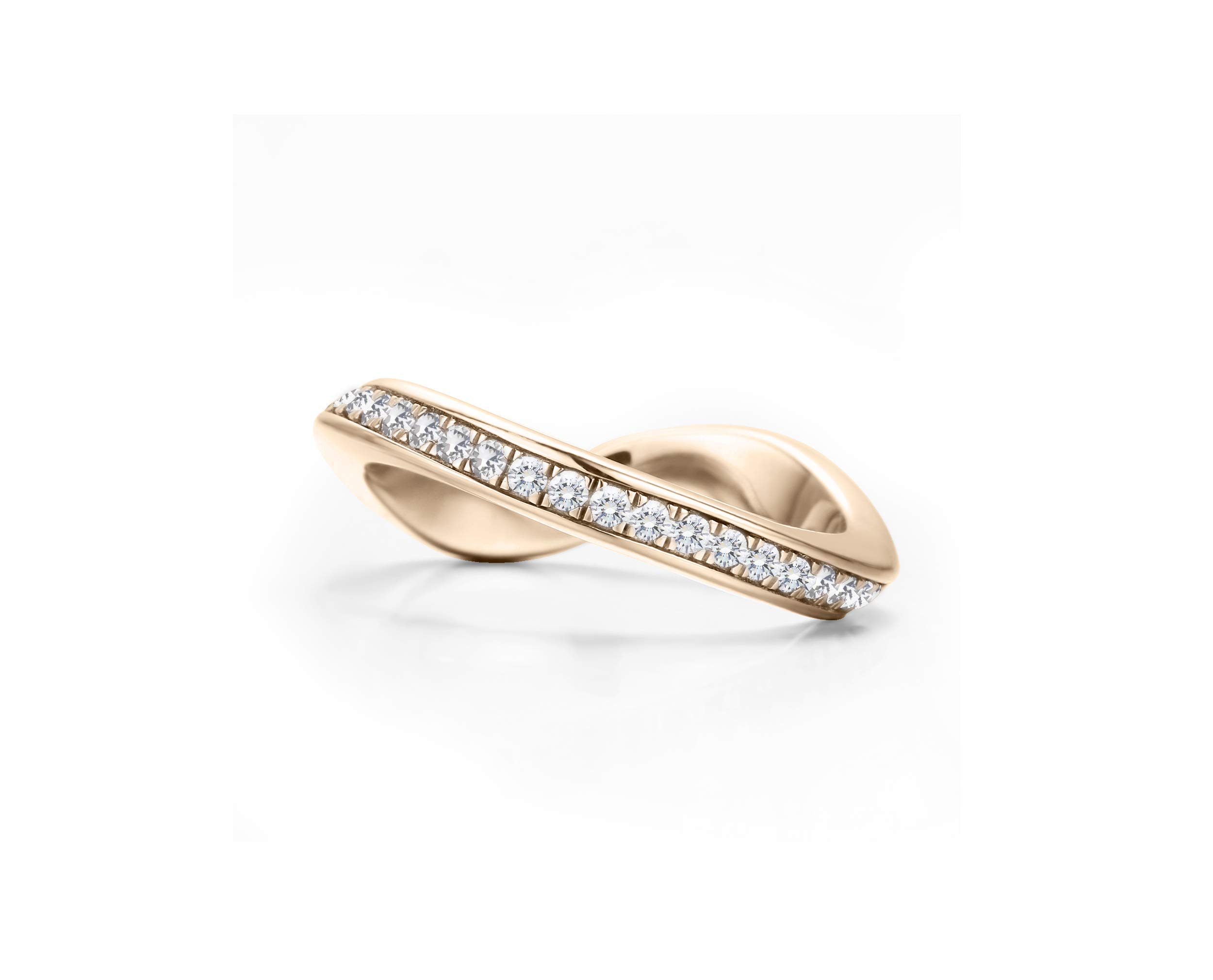 14K Solid Gold Swirl Eternity Ring with Pave Diamonds - April Birthstone Wedding Band & Engagement Ring for Women | Minimalist Unique Non-Traditional Jewelry | Perfect for Anniversaries, Proposals & Special Occasions
