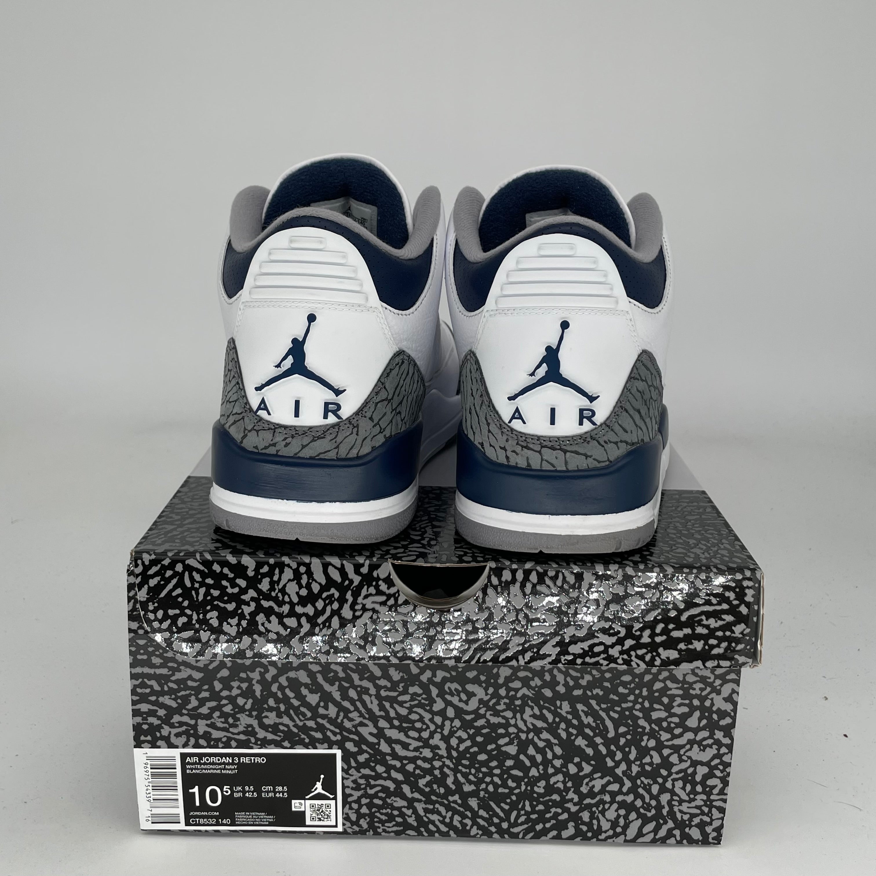 AIR JORDAN 3 MIDNIGHT NAVY Men's Basketball Shoes - Size 10.5 (CT8532-140) - Retro Style Sneakers for Casual Wear, Sports & Street Fashion