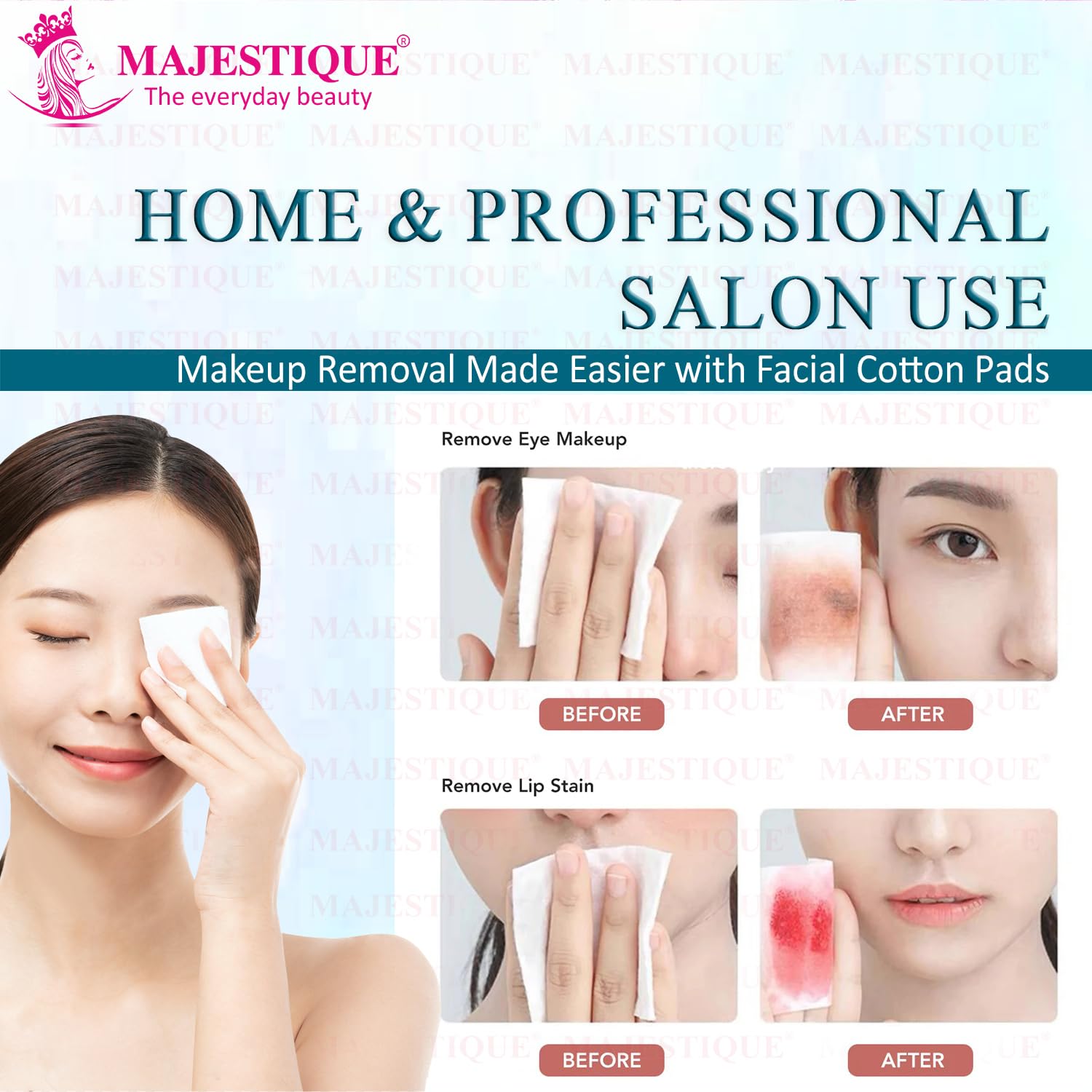 Majestique 100% Pure Cotton Face Pads - 460 Count Soft Makeup Remover Wipes for Gentle Eye & Facial Cleansing | Reusable Cosmetic Cotton Rounds for Toner, Micellar Water & Skincare | Perfect for Travel, Spa & Daily Beauty Routine