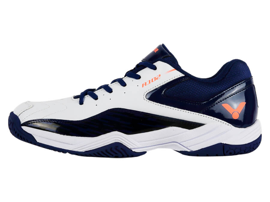 Victor A102 AB Unisex Badminton Shoes - Lightweight Non-Slip Court Sneakers for Men & Women (Bright White/Blue Print) | Indoor & Outdoor Sports, Gym Training, Badminton Matches