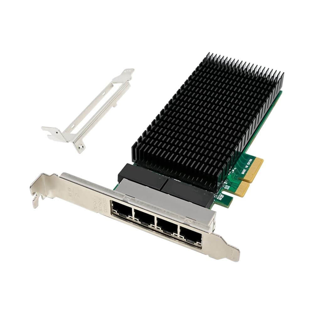 Reykentu PCI-E X4 Gigabit 4 Port Server Network Card - I210-T4 RJ45 Ethernet NIC for Industrial Camera & Vision Systems - High Performance Server NIC (1 Set, Green) - Ideal for Data Centers, Surveillance Systems & Industrial Automation
