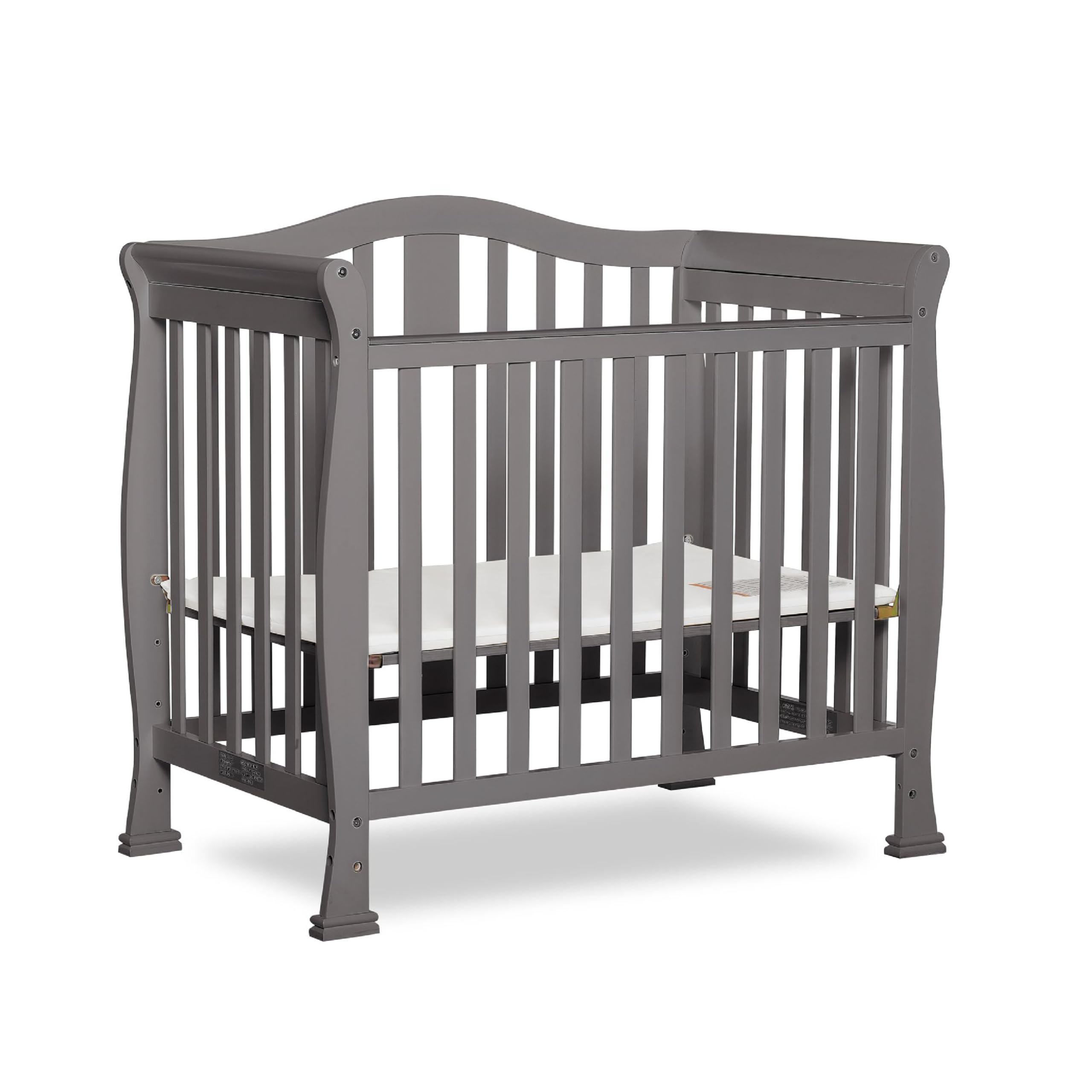 Dream On Me Addison 4-in-1 Convertible Mini Crib - Steel Grey | Greenguard Gold Certified | Non-Toxic New Zealand Pinewood | Includes 1