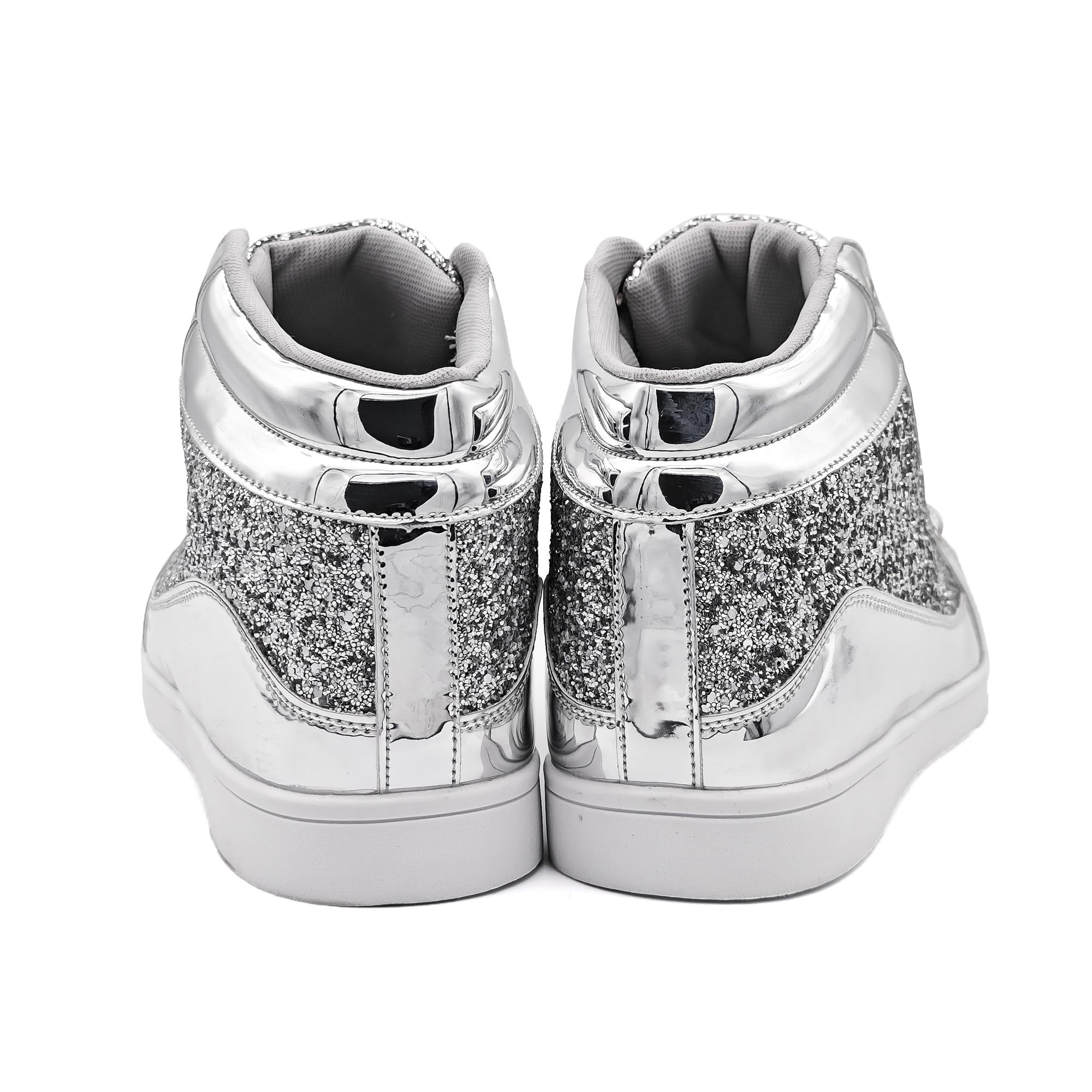 IGxx Men's Fashion High Top Glitter Sneakers - Sparkly Sequin Casual Shoes for Men - Perfect for Parties, Nightlife & Special Occasions