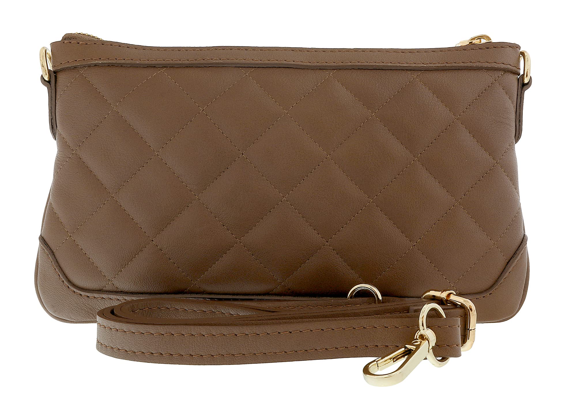 Pierre Cardin Dark Taupe Leather Quilted Crossbody Bag for Women - Stylish & Durable Purse for Everyday Use, Work, Travel & Date Night