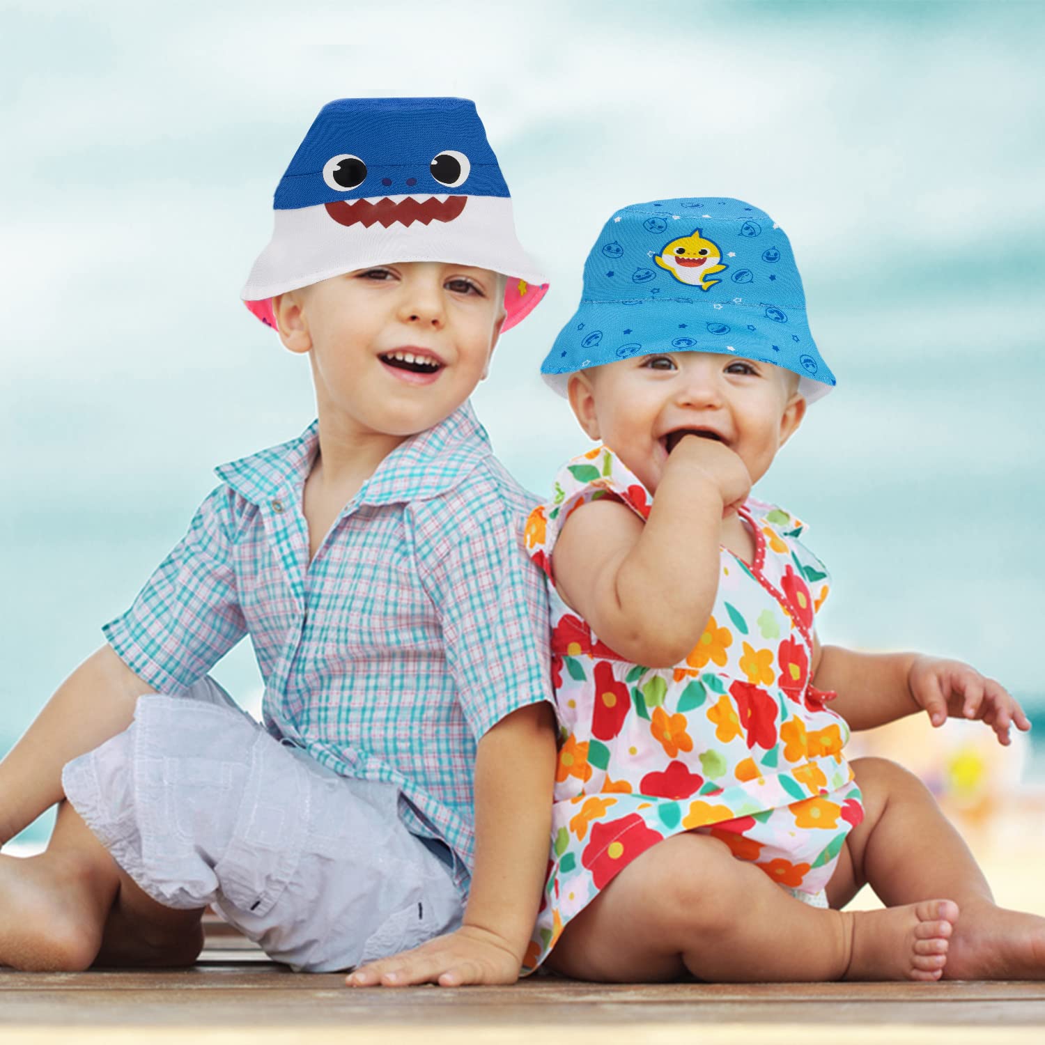 Baby Shark Reversible Bucket Hat for Toddlers - UPF 50+ Sun Protection for Boys & Girls - Pinkfong Baby Shark Inspired Design - Perfect for Beach, Park & Outdoor Play