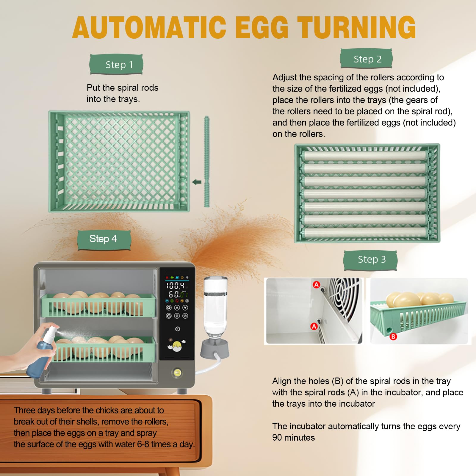 Automatic Egg Incubator for Chicken, Duck, Goose & Quail Eggs - 18-24 Egg Capacity with Auto Turning & Humidity Control - Includes Egg Candler for Hatching Success - Perfect for Home Poultry Farming & Backyard Hatcheries