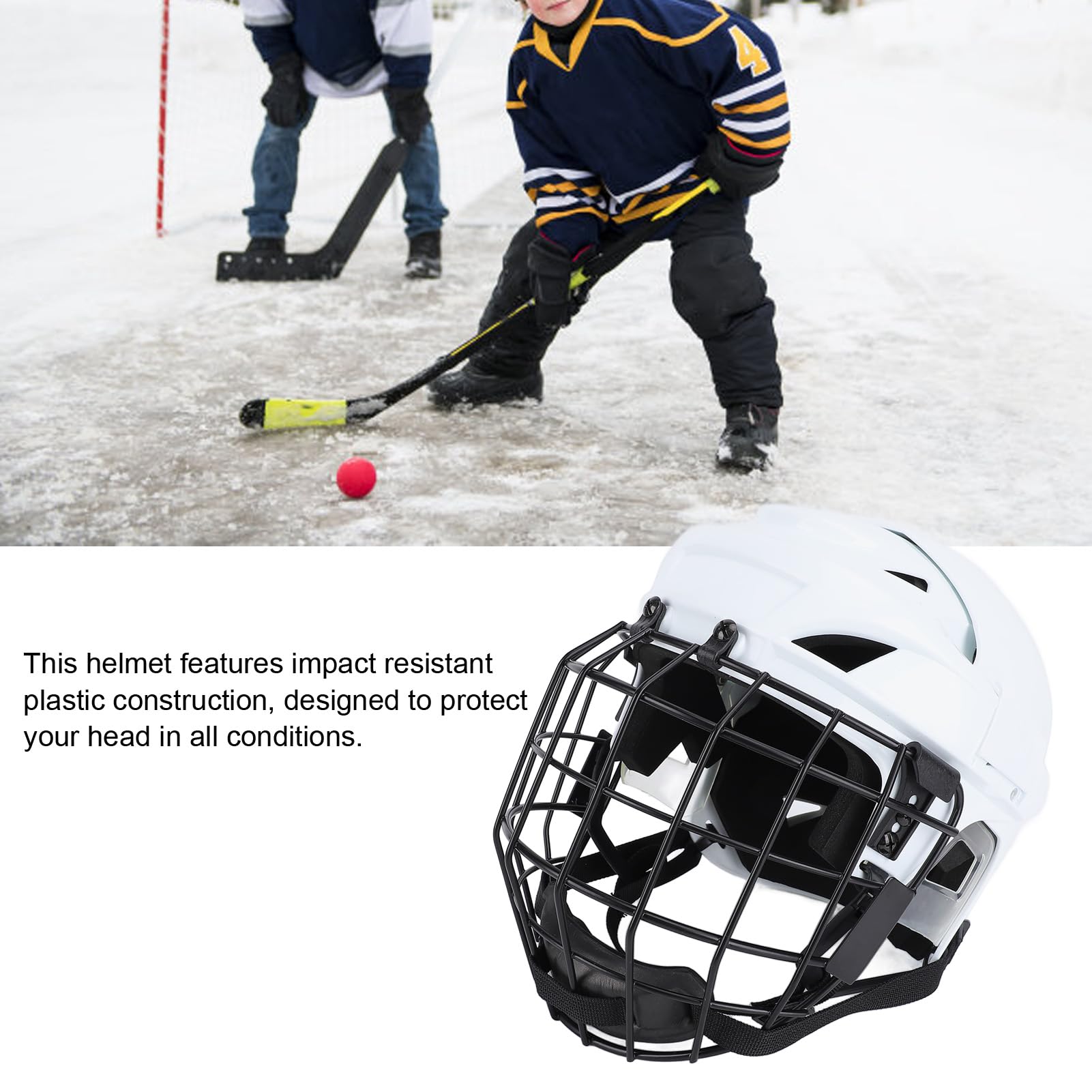 Youth Ice Hockey Helmet with Face Mask Cage - Protective Hockey Gear for Roller & Ice Hockey - Enhanced Visibility & Safety - Perfect for Games, Practice & Training Sessions