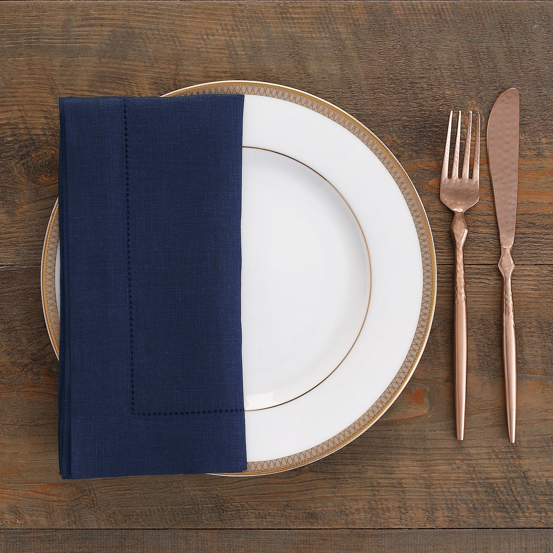 Premium Classic Hemstitch Napkins - 100% Cotton Linen Dinner Napkins for Formal Dining, Weddings & Special Occasions