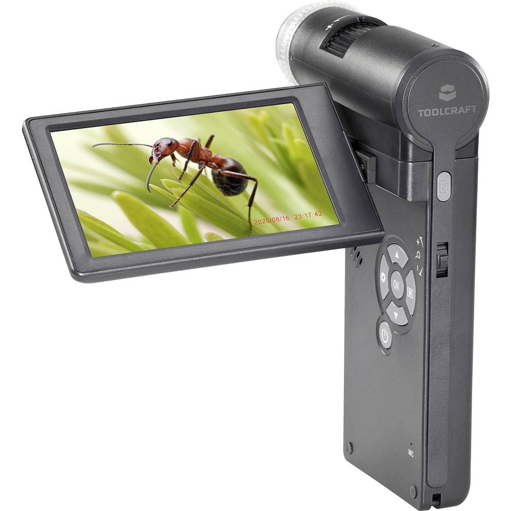 TOOLCRAFT 12MP Microscope Camera with Monitor - 300x Magnification, 4x Digital Zoom for Lab Research, Jewelry Inspection & Educational Use
