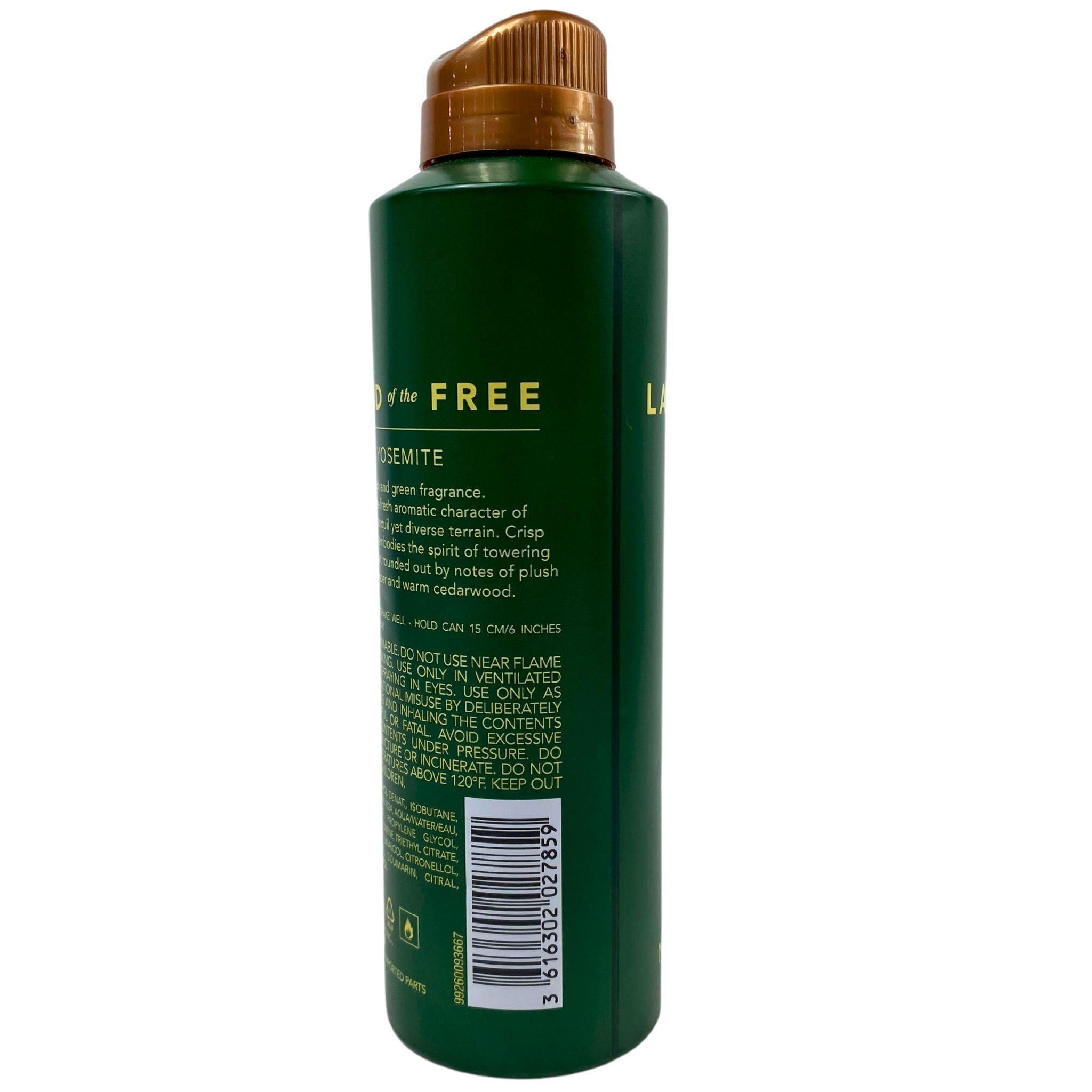 Land Of The Free Yosemite Fresh & Green Deodorizing Body Spray 6oz (45 Pack) - Natural Odor Control for Men & Women, Perfect for Gym, Travel, and Outdoor Activities