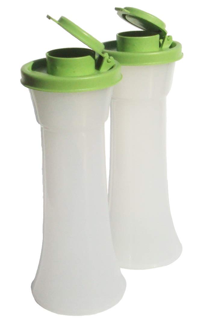 Premium Tupperware Tall Hourglass Salt and Pepper Shakers Set - Candy Apple Green - Airtight Kitchen Essentials for Cooking, Dining & Home Decor