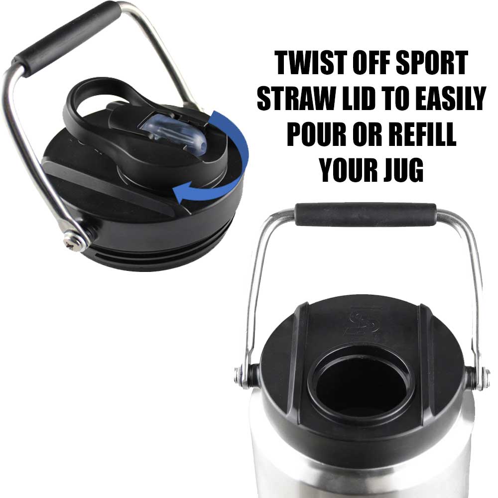 Half Gallon Water Jug with Non-Slip Silicone Base - Navy Black Ombre Gradient Design | Perfect for Gym, Office & Outdoor Activities