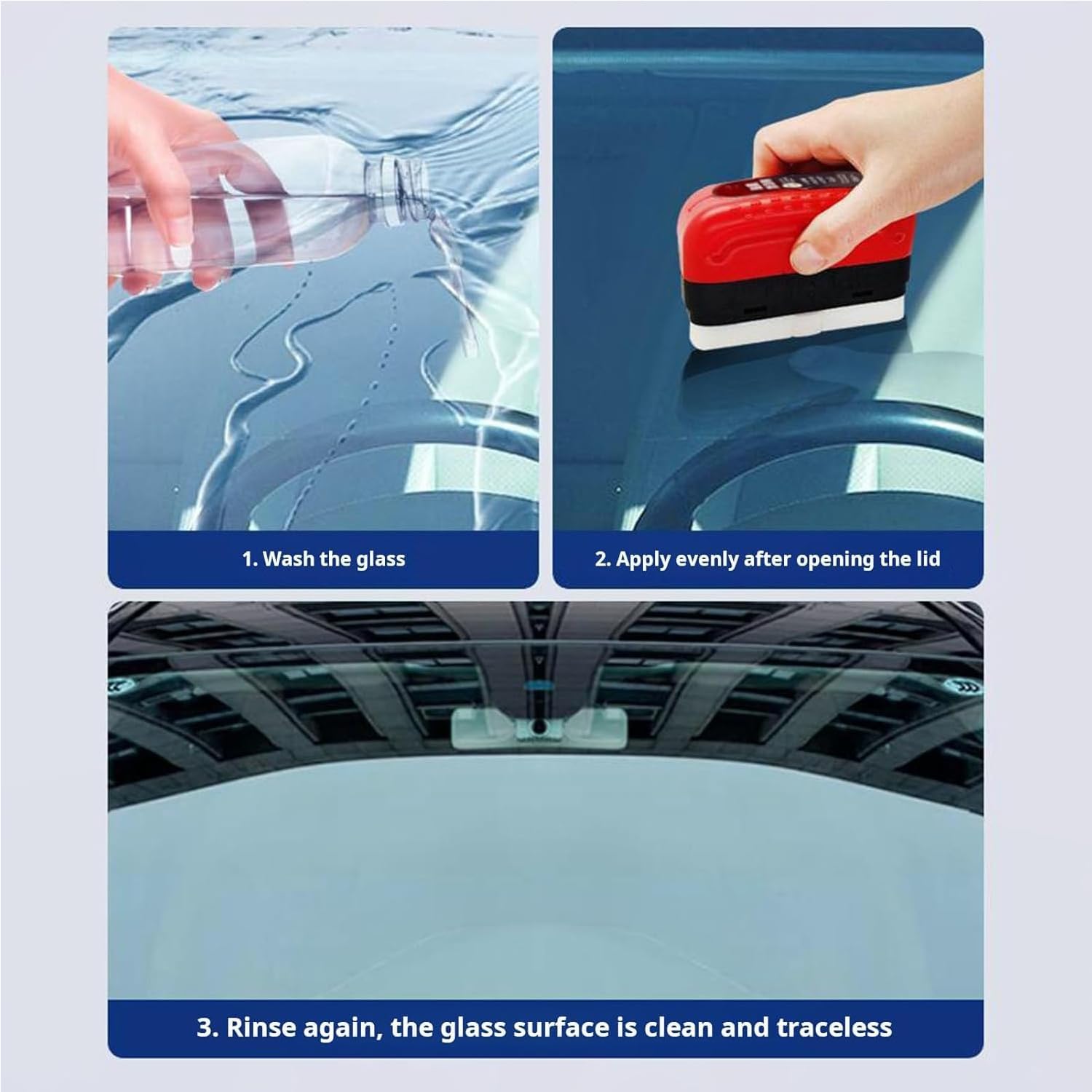 Premium Automotive Oil Film Cleaning Brush Set - Upgraded Glass Oil Film Remover Tool for Car Windshield, Mirrors & Windows (1PC) - Perfect for Car Detailing & Glass Maintenance