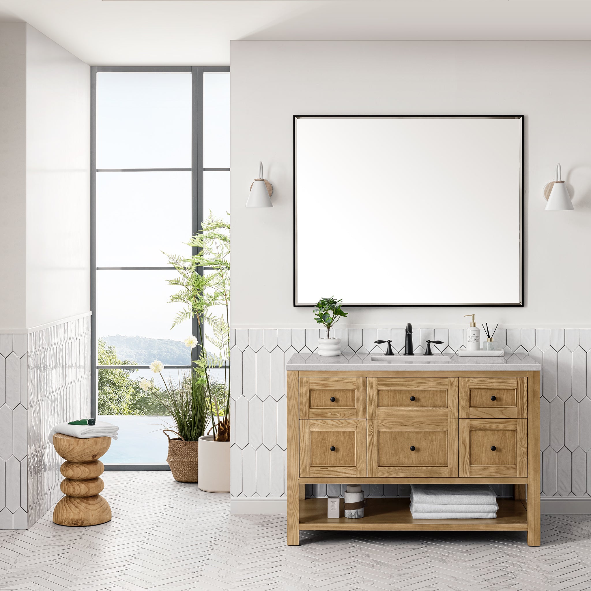 Breckenridge 48 Inch Single Bathroom Vanity with 3CM Eternal Serena Top in Light Natural Oak - Perfect for Modern Home Renovations & Master Bathroom Upgrades