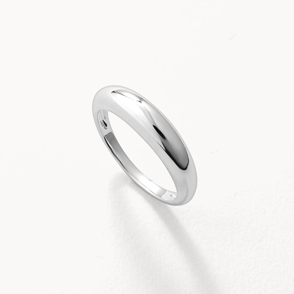 Slim Curve Dome Ring in Sterling Silver - Elegant Minimalist Jewelry for Women, Perfect for Everyday Wear & Special Occasions
