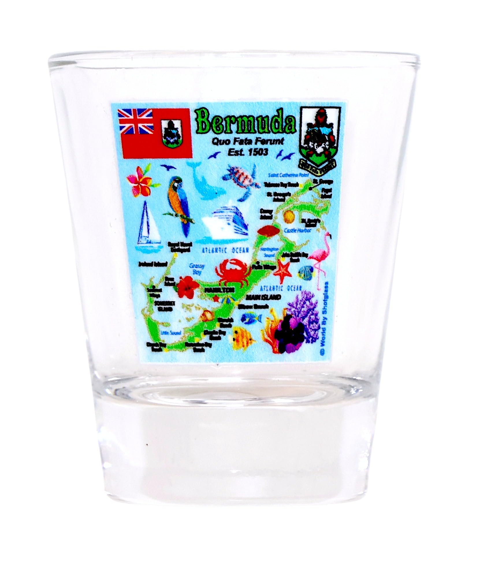 Premium Bermuda Caribbean Boxed Shot Glass Set (Set of 2) - Perfect for Cocktails, Parties & Tropical Themed Events