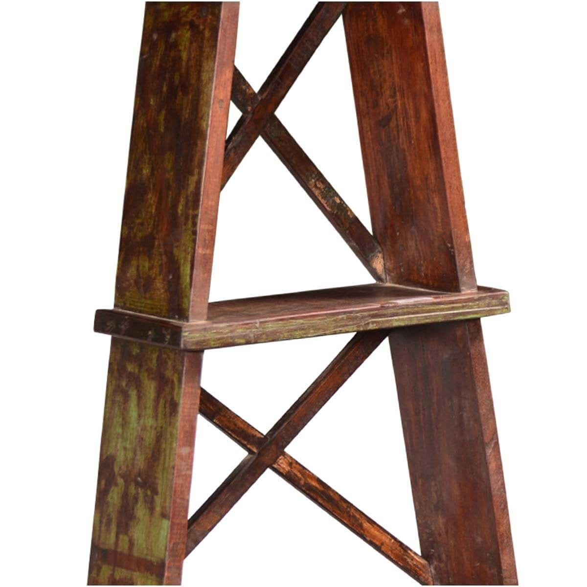 Rustic Reclaimed Wood Bookcase with 3 Open Shelves - Eiffel Tower Style for Living Room, Office, or Bedroom Storage & Decor