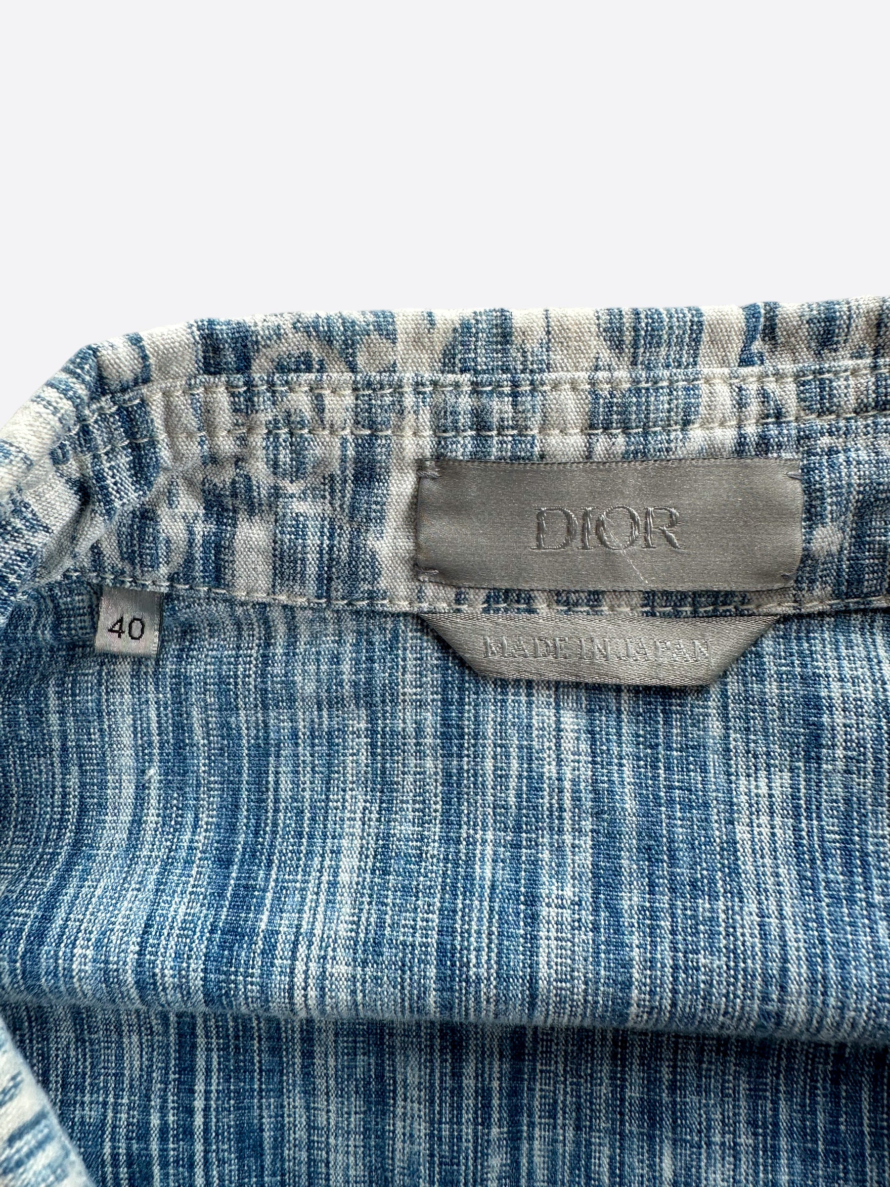 Dior Blue & White Oblique Button Up Shirt for Men - Luxury Designer Casual Wear for Office, Party & Date Night