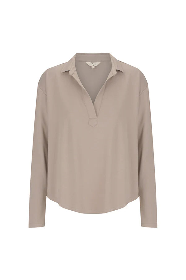 Stevie Top in Taupe - Stylish Women's Casual Blouse for Everyday Wear, Office & Outings
