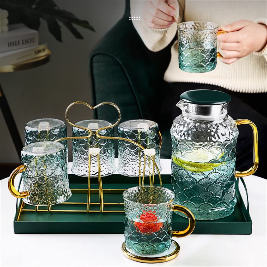 Premium Glass Cold Brew Iced Tea Kettle - Large Capacity 68oz Heat-Resistant Pitcher with Lid & Infuser - Perfect for Iced Tea, Lemonade & Fruit Infused Water - Summer Drink Dispenser for Home & Office