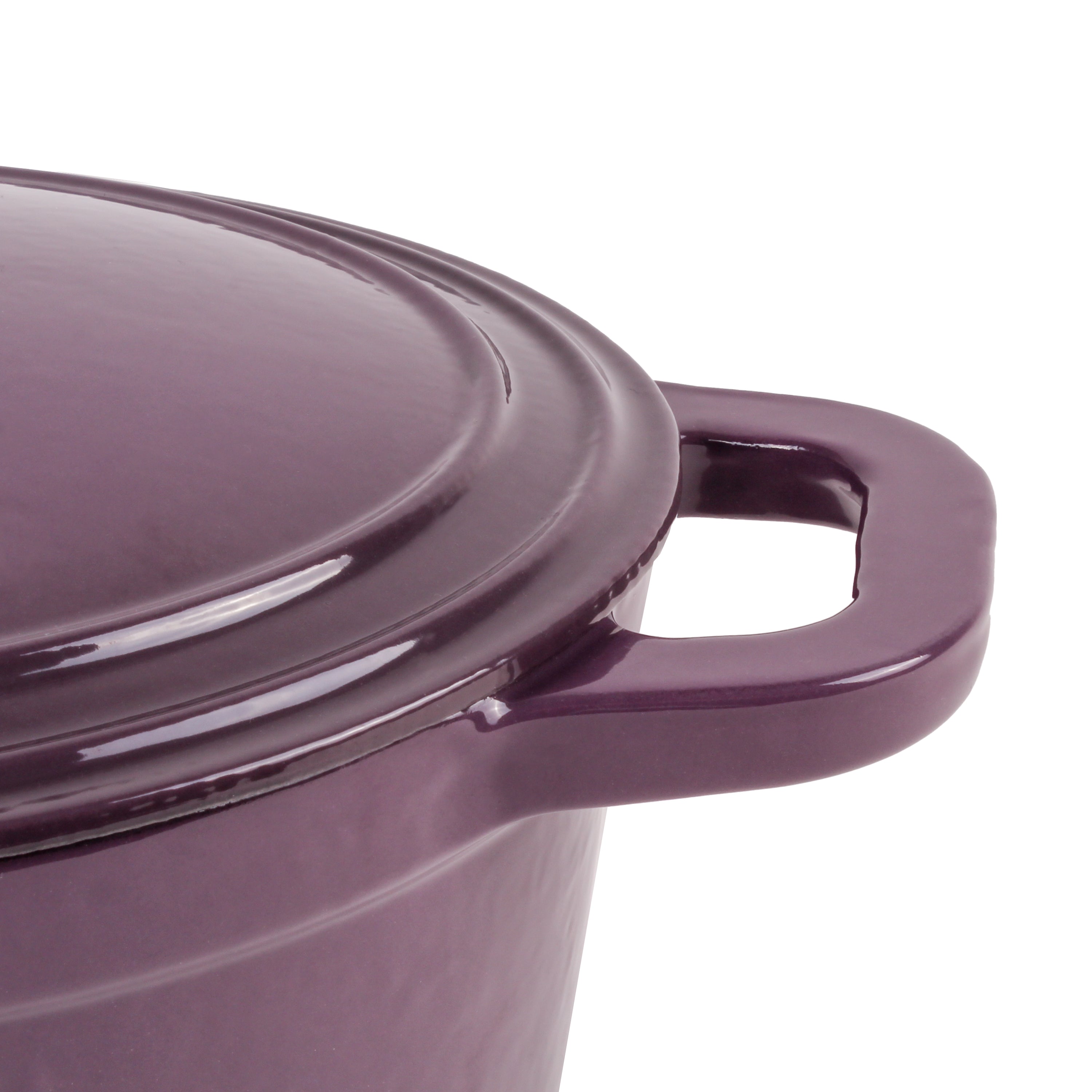 BergHOFF Neo Cast Iron 5-Quart Oval Dutch Oven with Lid, 11.5 Inch, Purple - Perfect for Braising, Roasting & Slow Cooking Soups, Stews & Bread Baking