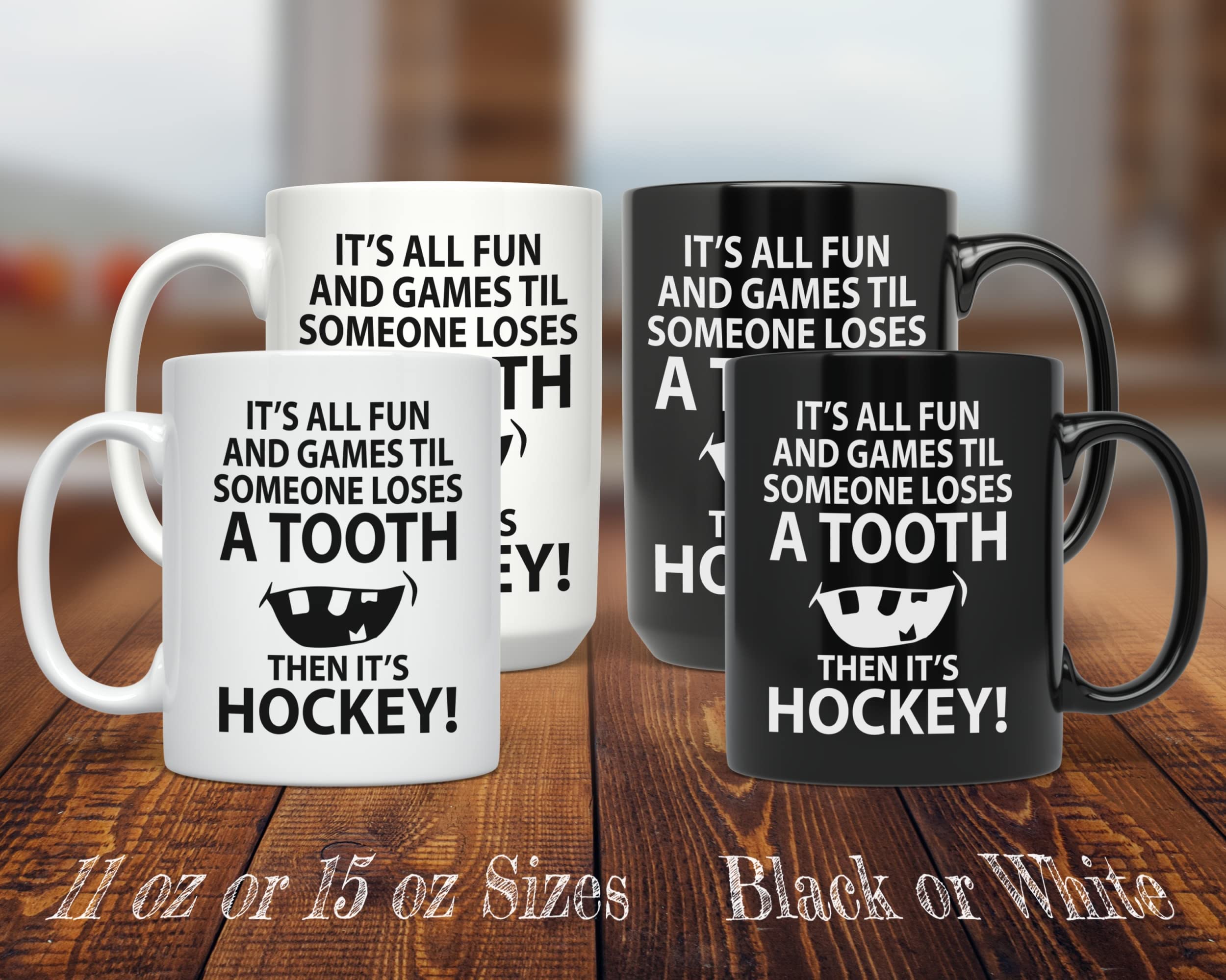 PixiDoodle Hockey Player Coffee Mug - 15 oz Black Ceramic Cup with Fun Sports Design - Perfect Gift for Hockey Fans, Office Use & Game Day Parties