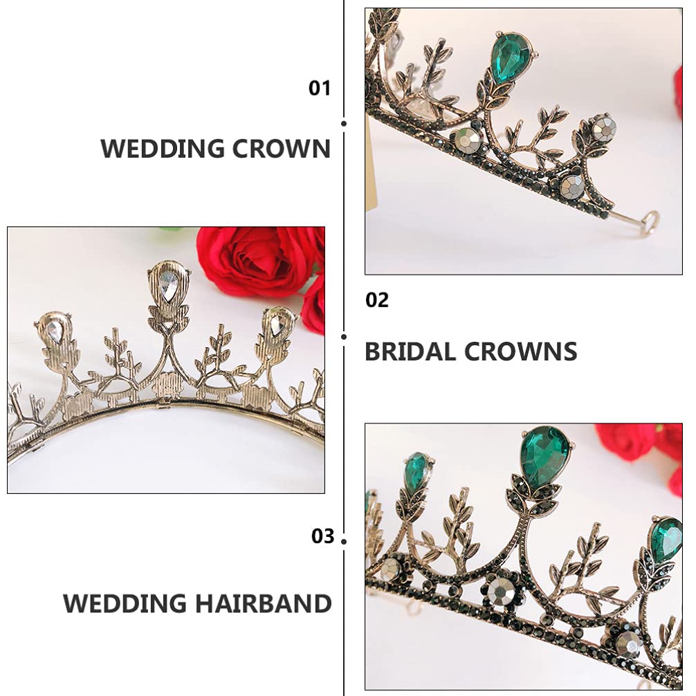 Baroque Bridal Wedding Crown - Vintage Rhinestone Queen Headpiece for Bride, Hairband with Pearlescent Stones - Perfect for Weddings, Prom, Pageants & Royal-Themed Events