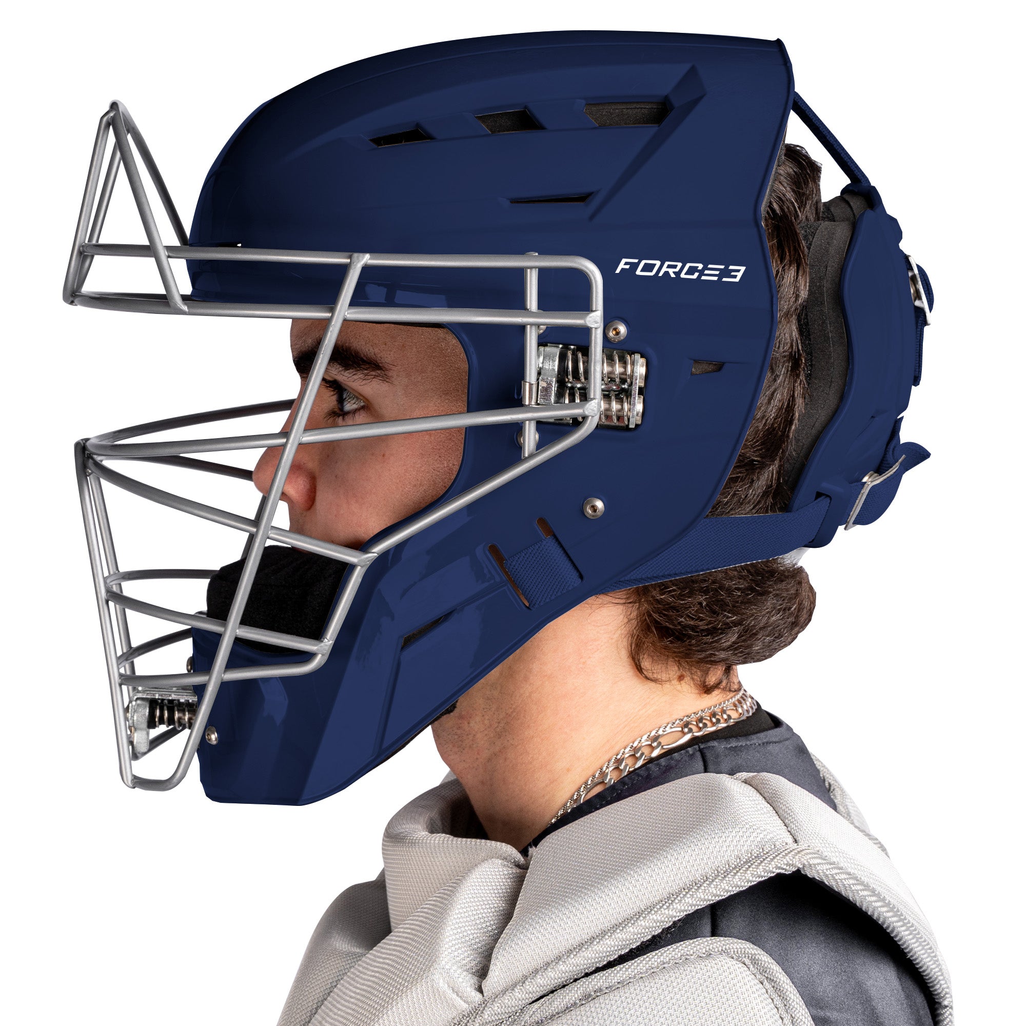 FORCE3 Defender Catcher's Helmet - NOCSAE Certified Baseball Catcher Gear for Maximum Protection | Perfect for Youth & Adult Baseball, Softball Games & Training Sessions