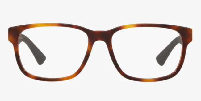 Gucci GG 0011O 009 Havana/Black Transparent Rectangular Unisex Eyeglasses - Stylish & Lightweight Glasses for Men & Women - Perfect for Reading, Driving & Fashion Accessories