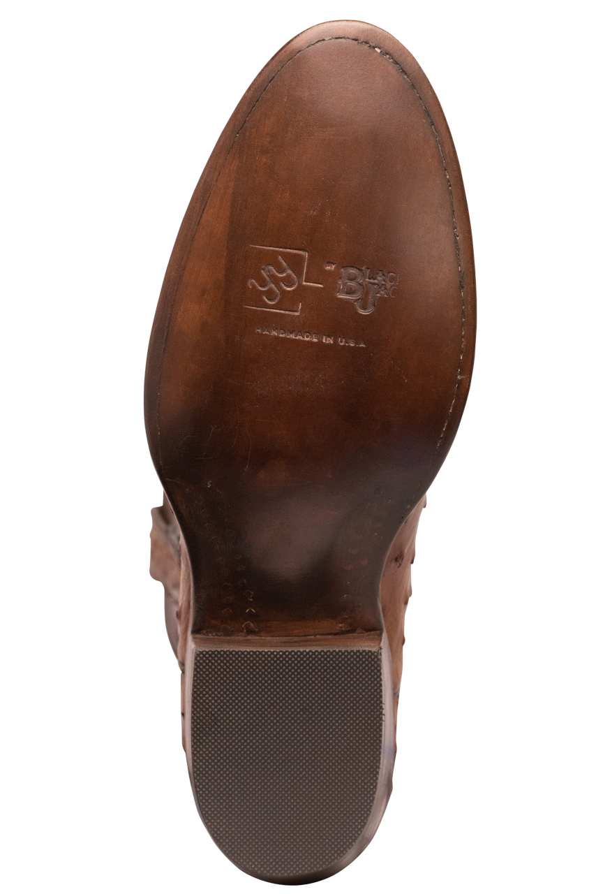 Premium Black Jack Burnished Full Quill Ostrich Cowboy Boots in Cigar Brown - Handcrafted Western Boots for Men, Rodeo, Country Dancing & Outdoor Adventures
