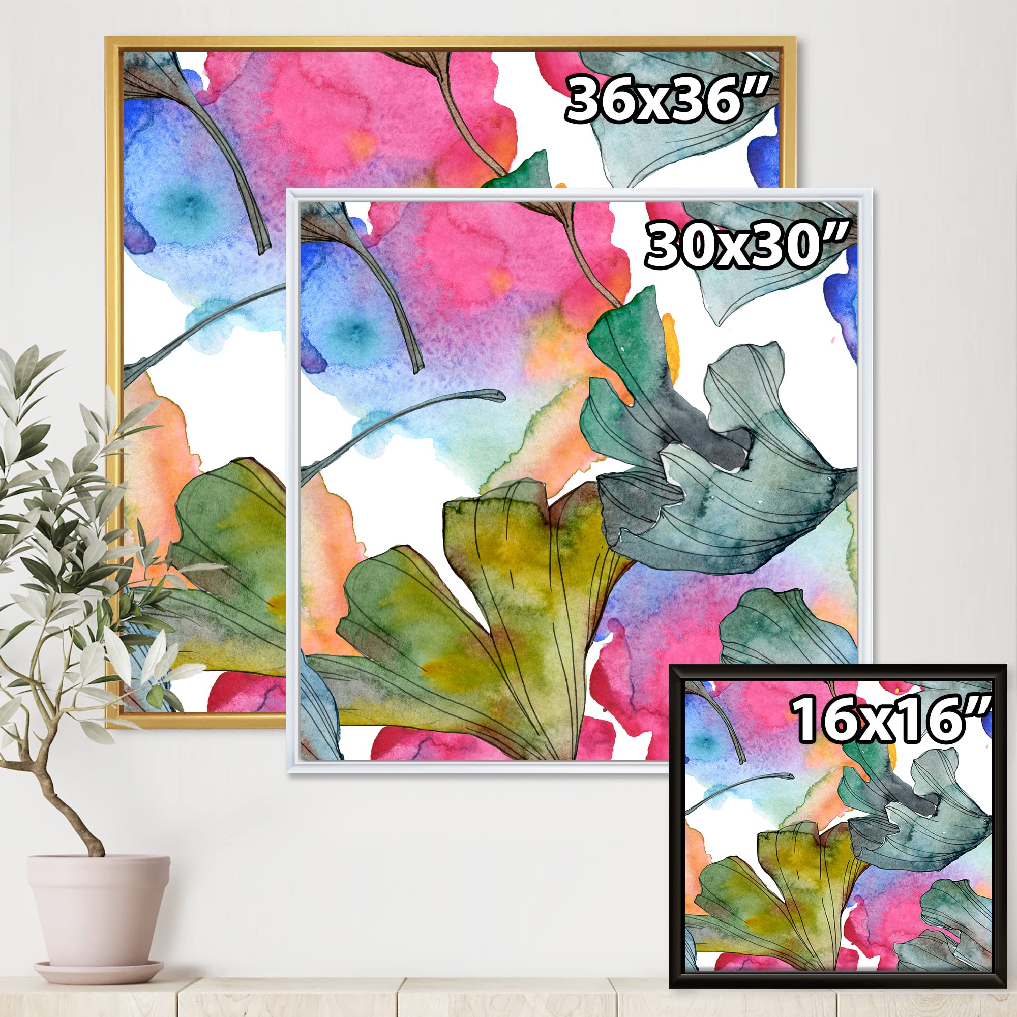 Ginkgo Biloba Leaf Canvas Wall Art - Traditional Framed Nature Print for Living Room, Bedroom & Office Decor | Botanical Home Décor