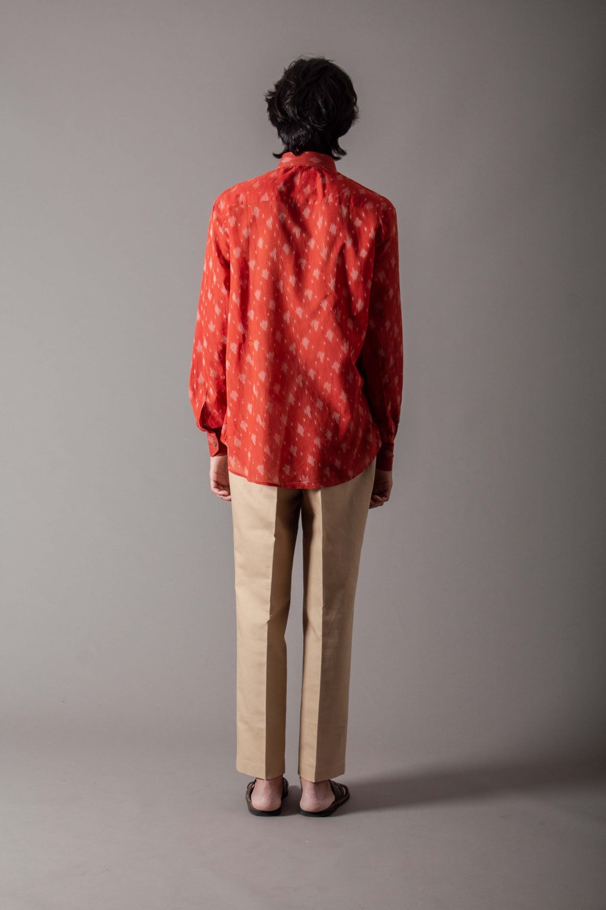 Ramleela Cotton Rust Ikat Shirt for Men - Comfortable & Stylish Casual Wear for Festivals, Parties, and Everyday Outfits